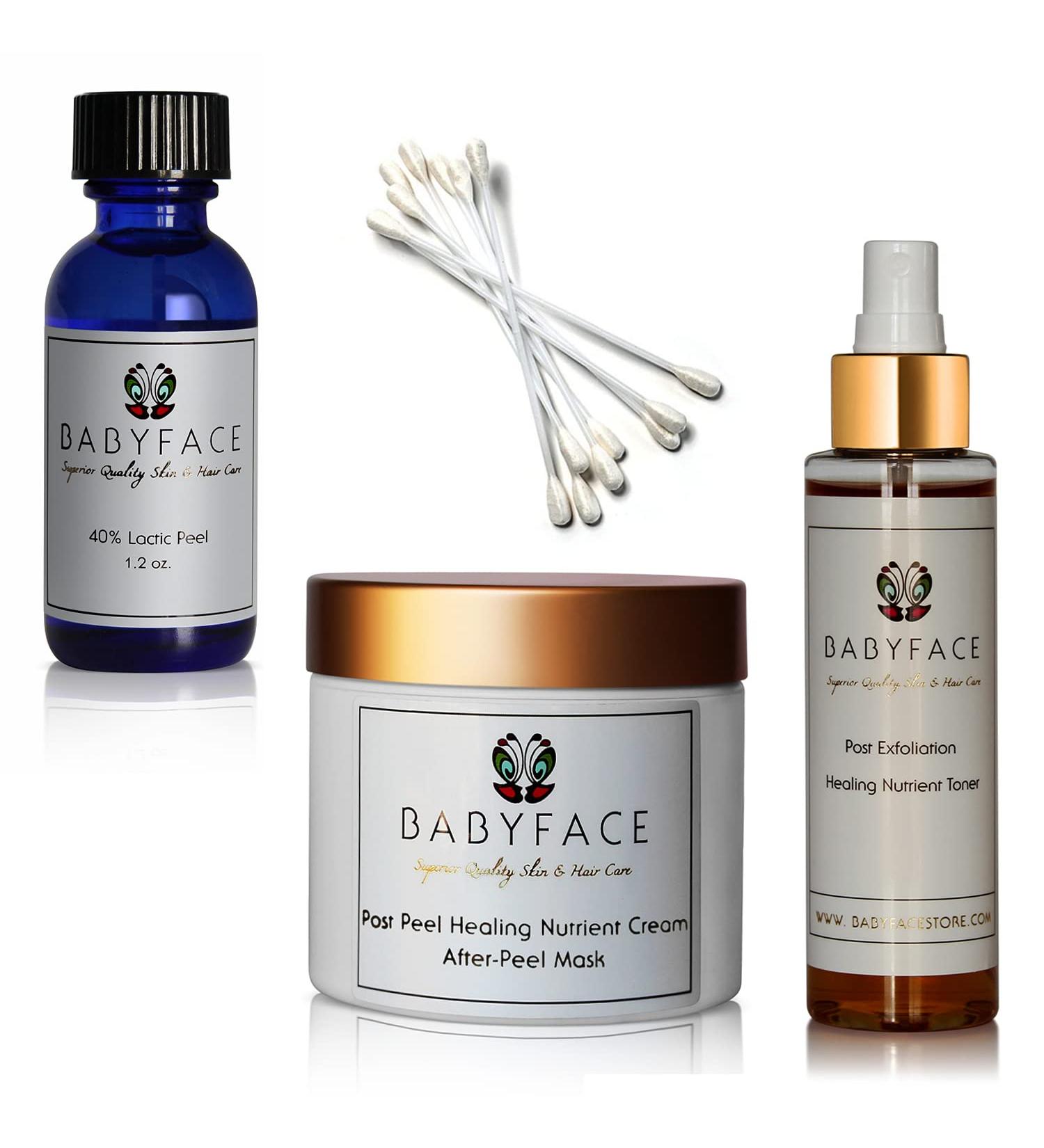 Babyface Deluxe 40% Lactic Acid Chemical Peel Kit 44-Piece Complete Set for At Home Use 20 Peels