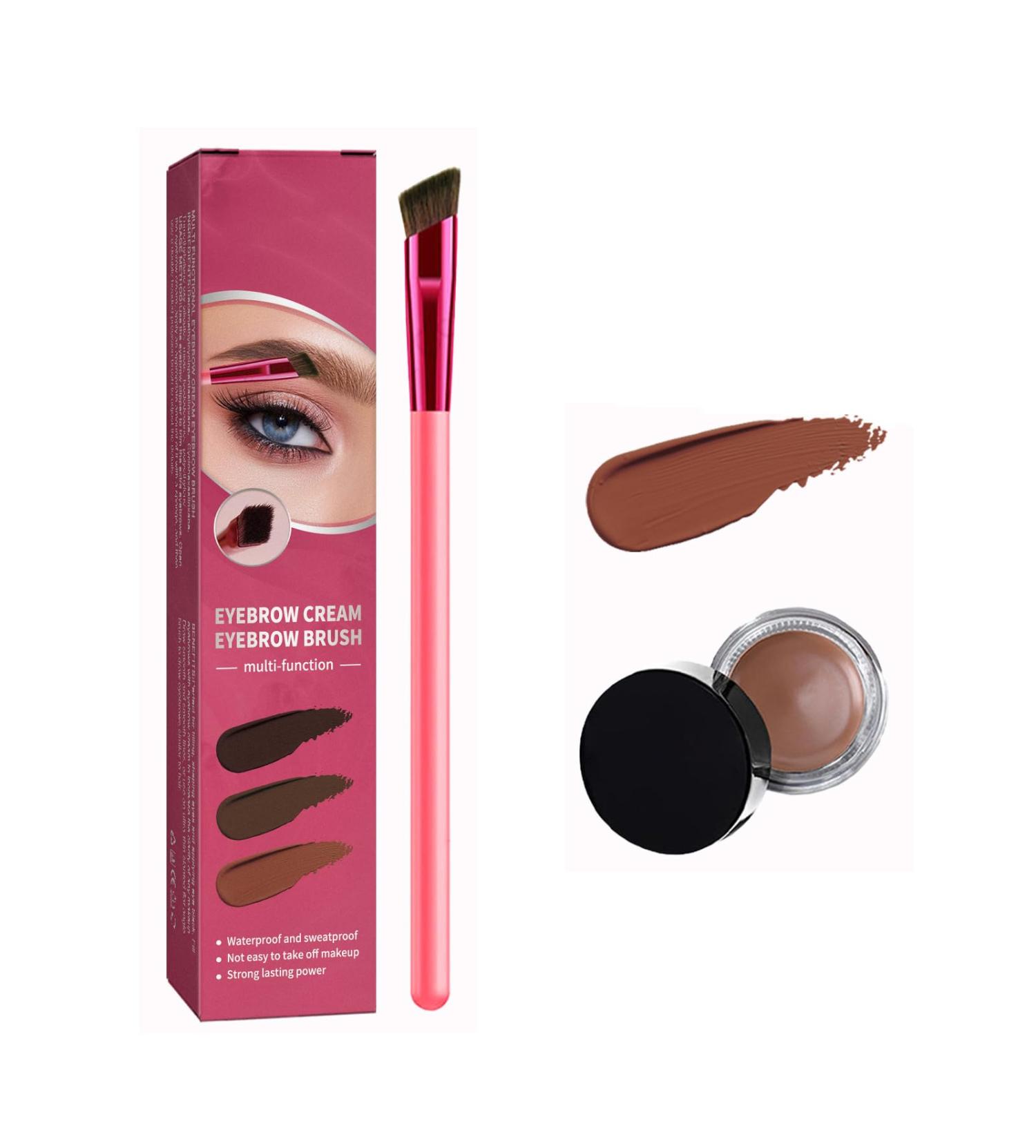 Eyebrow Brush Home Eyebrow Care Kit 4D Laminated 4D Laminated Brow Home-Grooming Kit 4D Hair Stroke Brow Stamp Brush with Eyebrow Cream (Light Brown) - Buy Online on GoSupps.com