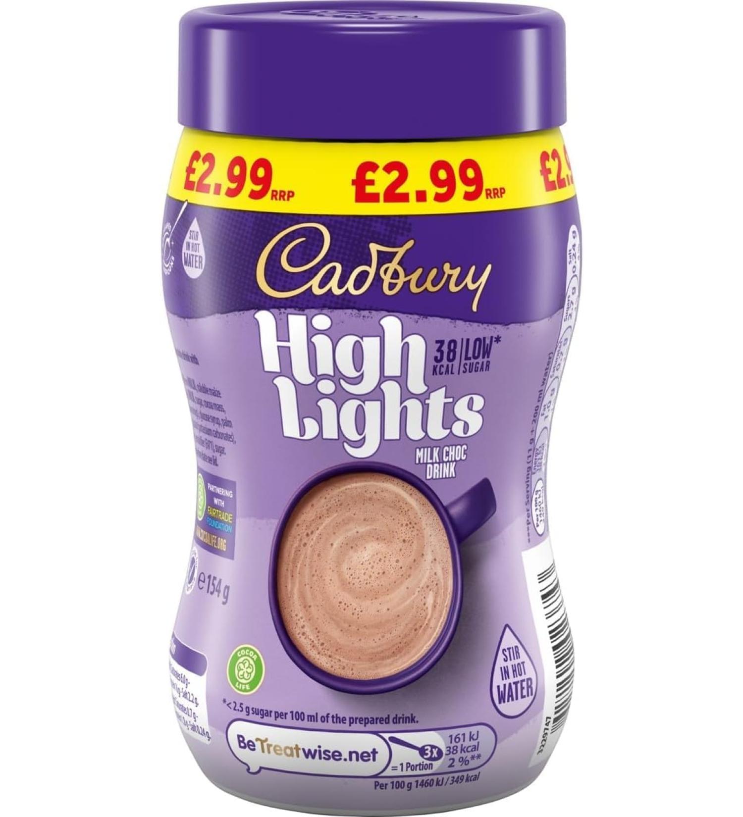 Bundle Pack Hot Chocolate Melted Drinks - Select from option available : (6 Pack Cadbury Highlights Hot Chocolate 154g) - Buy Online on GoSupps.com