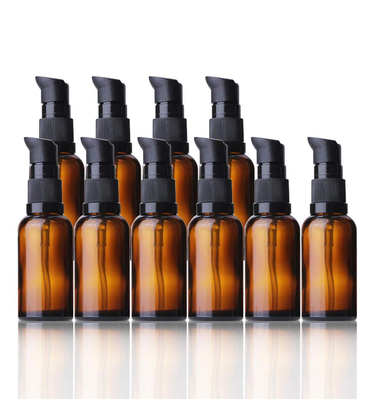 Buy 5 Pack 30ml Brown Refillable Glass Bottles with Pump - Perfect for Essential Oils Lotions & Travel - Buy Online on GoSupps.com