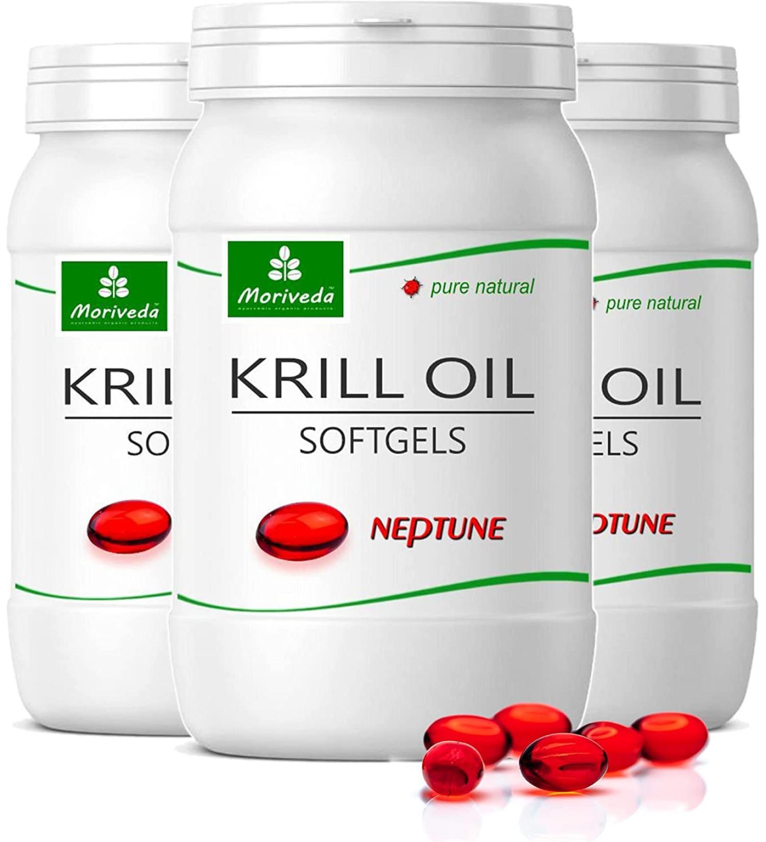 MoriVeda Neptune Krill Oil Capsules | Omega 3-6-9, Astaxanthin, Antioxidants & Vitamin E | ISO & MSC Certified | 270 Softgels - Buy Online on GoSupps.com