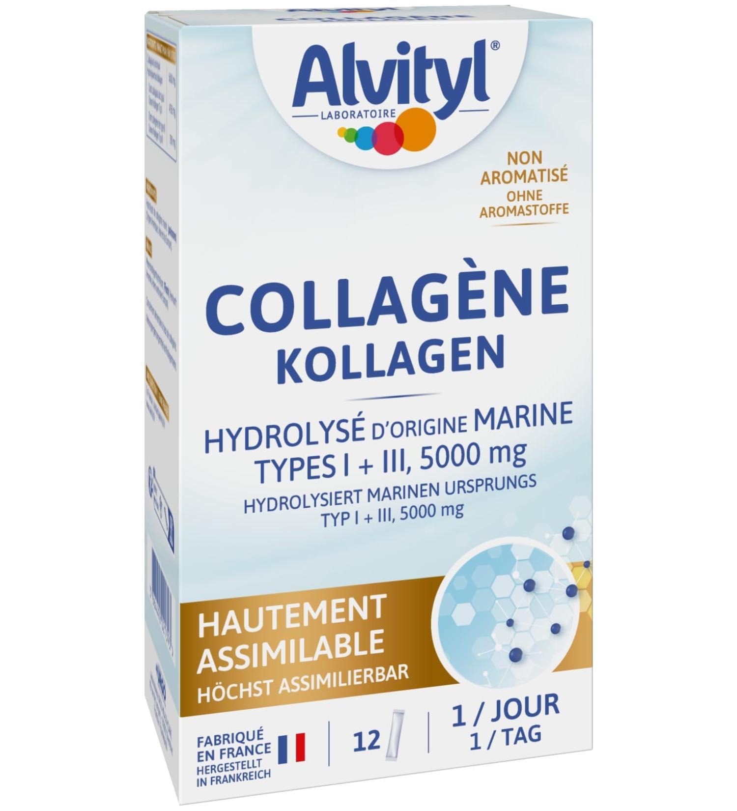 Alvityl Collagen - Hydrolyzed marine origin - Type I & III - 5 000 mg - 12 sticks - Buy Online on GoSupps.com