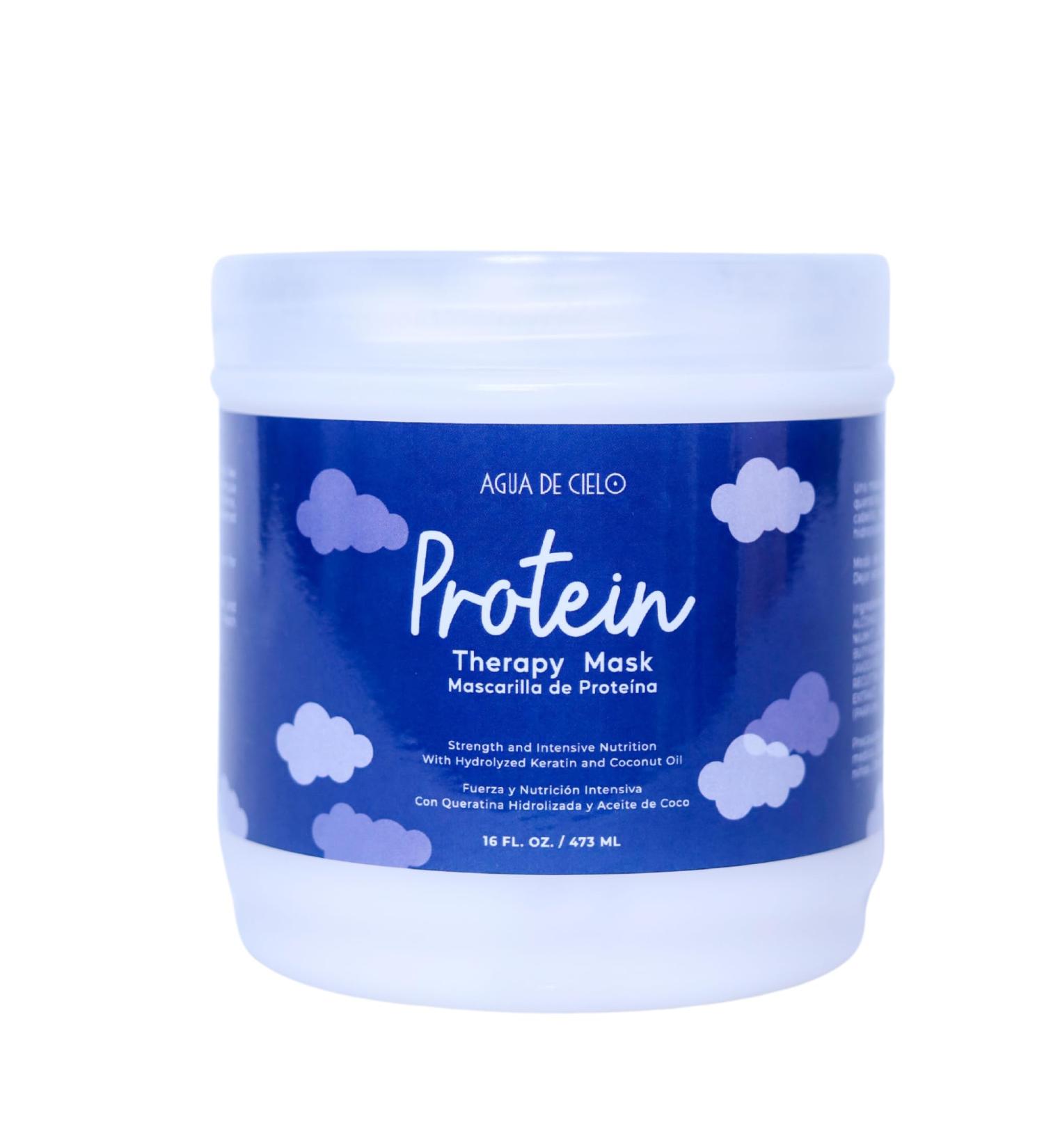 Agua de Cielo Protein Therapy Hair Mask - Deep Conditioning Protein Treatment with Hydrolyzed Keratin Silk Protein & Avocado Oil - Strengthen & Repair Hair - 16 oz - Buy Online on GoSupps.com