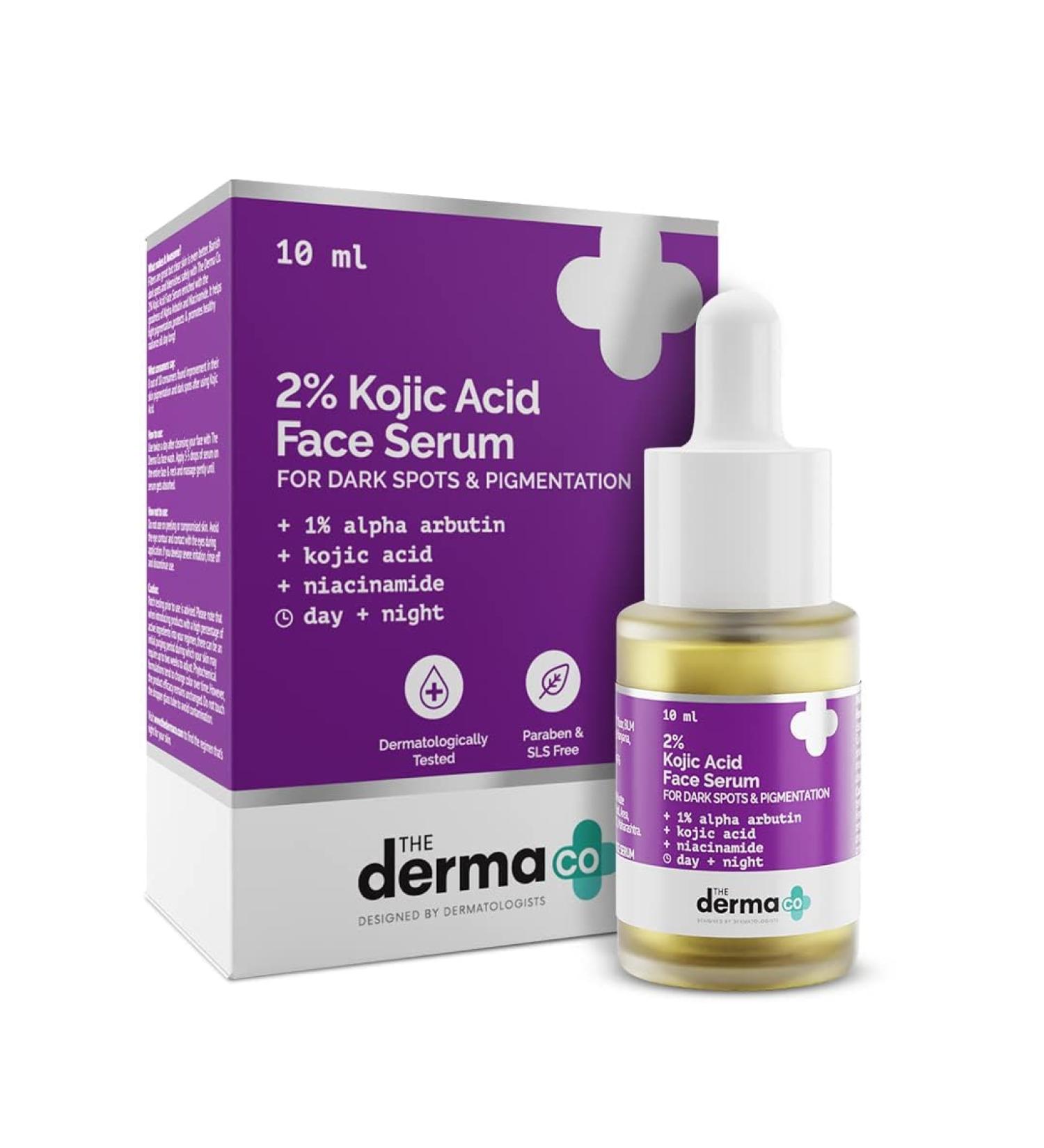 Ezeee Life Derma Co 2% Kojic Ac Face Serum with 1% Alpha Arbutin & Niacinamide for Dark Spots And Pigmentation - 10 ml - Buy Online on GoSupps.com