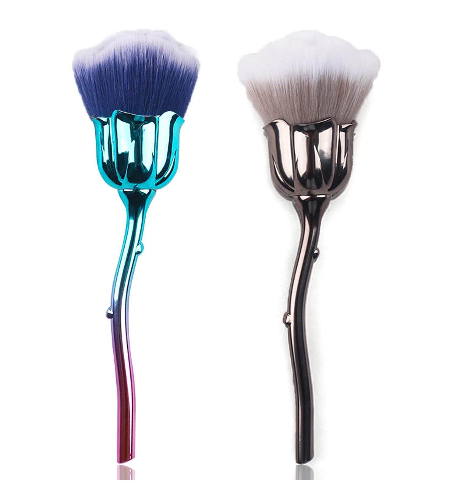 JERCLITY 2 Piece Rose Makeup Brushes Set - Large Face Powder & Blush Brush Kabuki Powder Brushes for Women & Girls (Blue White/Gray White - Buy Online on GoSupps.com