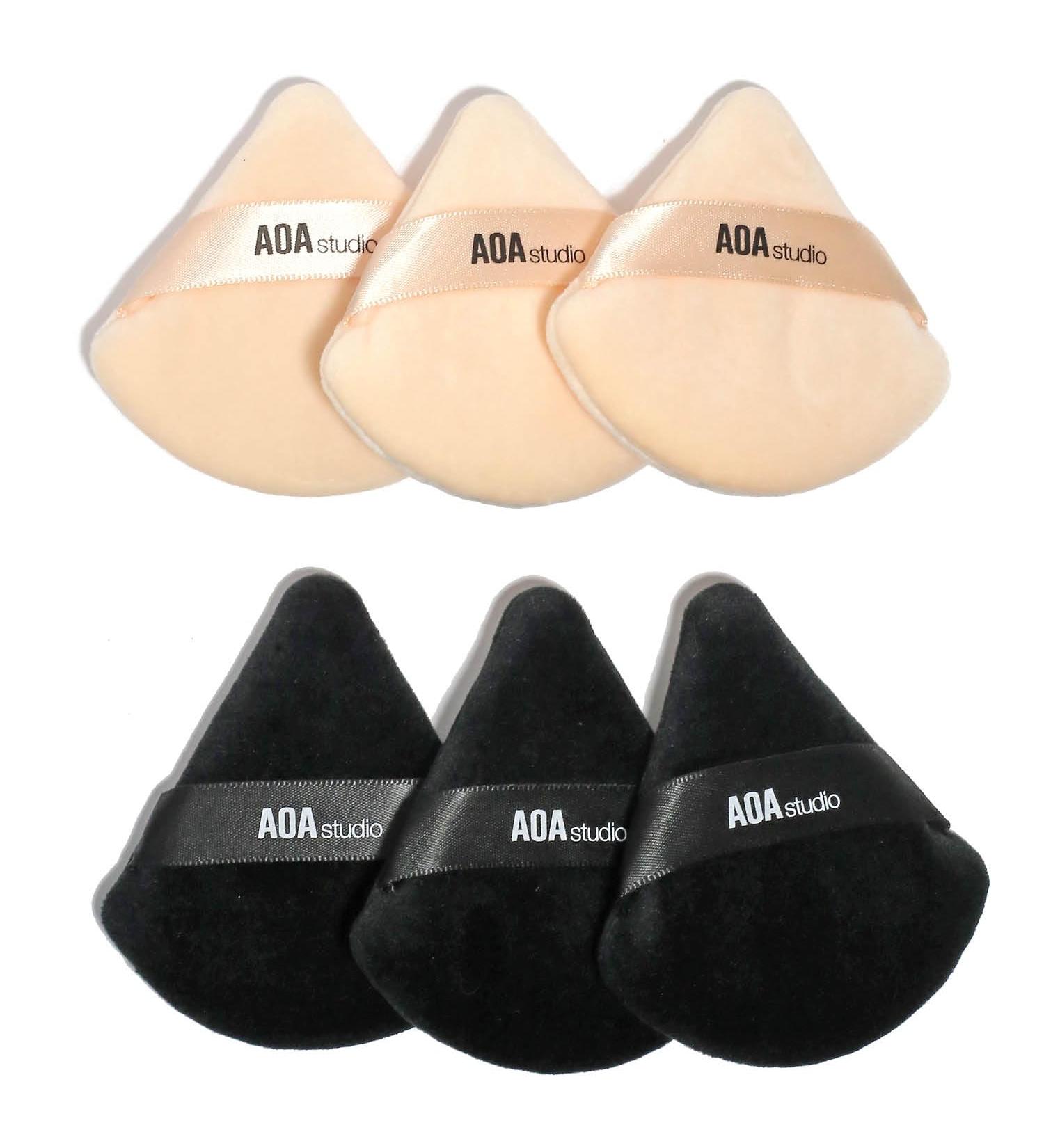 AOA Studio Velvet Puffs Makeup Sponge Set - 6 Velour Blenders for Loose Powder & Foundation - Beauty Tools (Black/Peach) - International Shipping Available - Buy Online on GoSupps.com