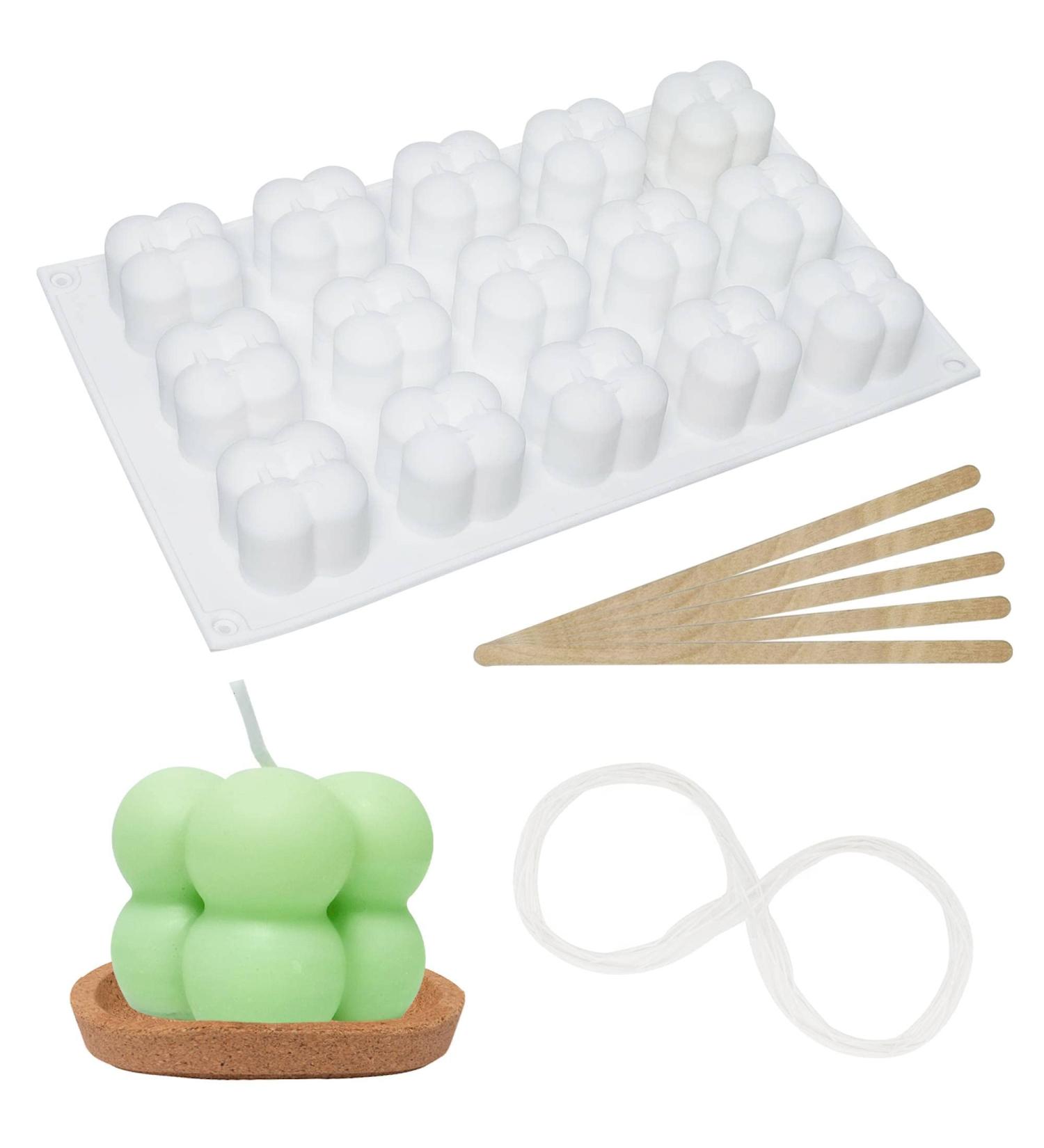 15-Cavity Bubble Candle Silicone Mold with Wick Roll - Perfect for Candle and Soap Making - Buy Online on GoSupps.com