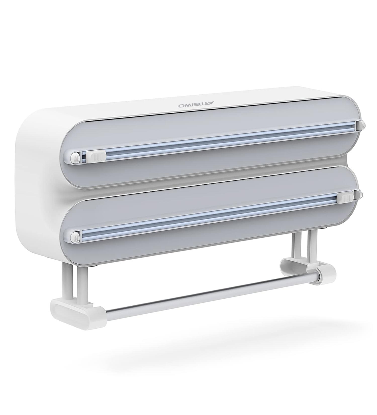 ArteiWo 3-in-1 Magnetic Plastic Wrap Dispenser with Cutter | Aluminum Foil and Plastic Wrap Organizer | Paper Towel Holder | Compatible with Cling Film, Tin Foil, Wax Paper - Buy Online on GoSupps.com