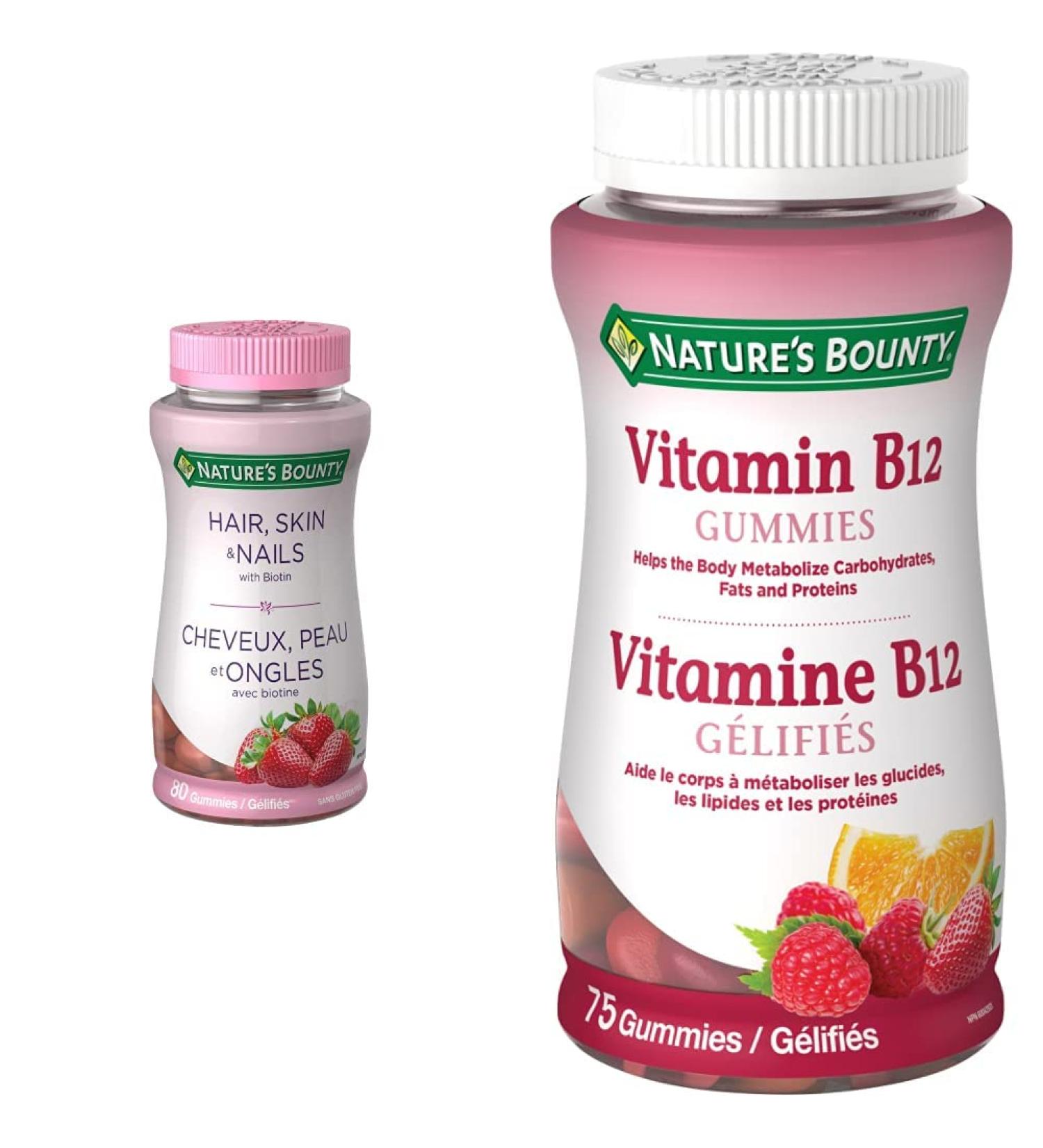 Nature's Bounty Hair Skin Nails + Vitamin B12 Gummies Bundle - Buy Online on GoSupps.com