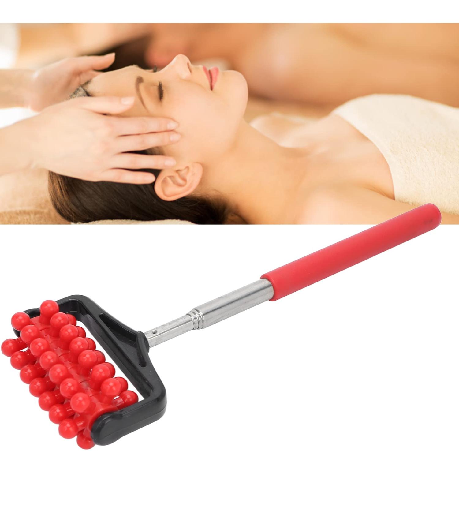 Telescopic Adjustable Massage Tab - Back Muscle Roller for Relaxation (Red) | International Shipping - Buy Online on GoSupps.com