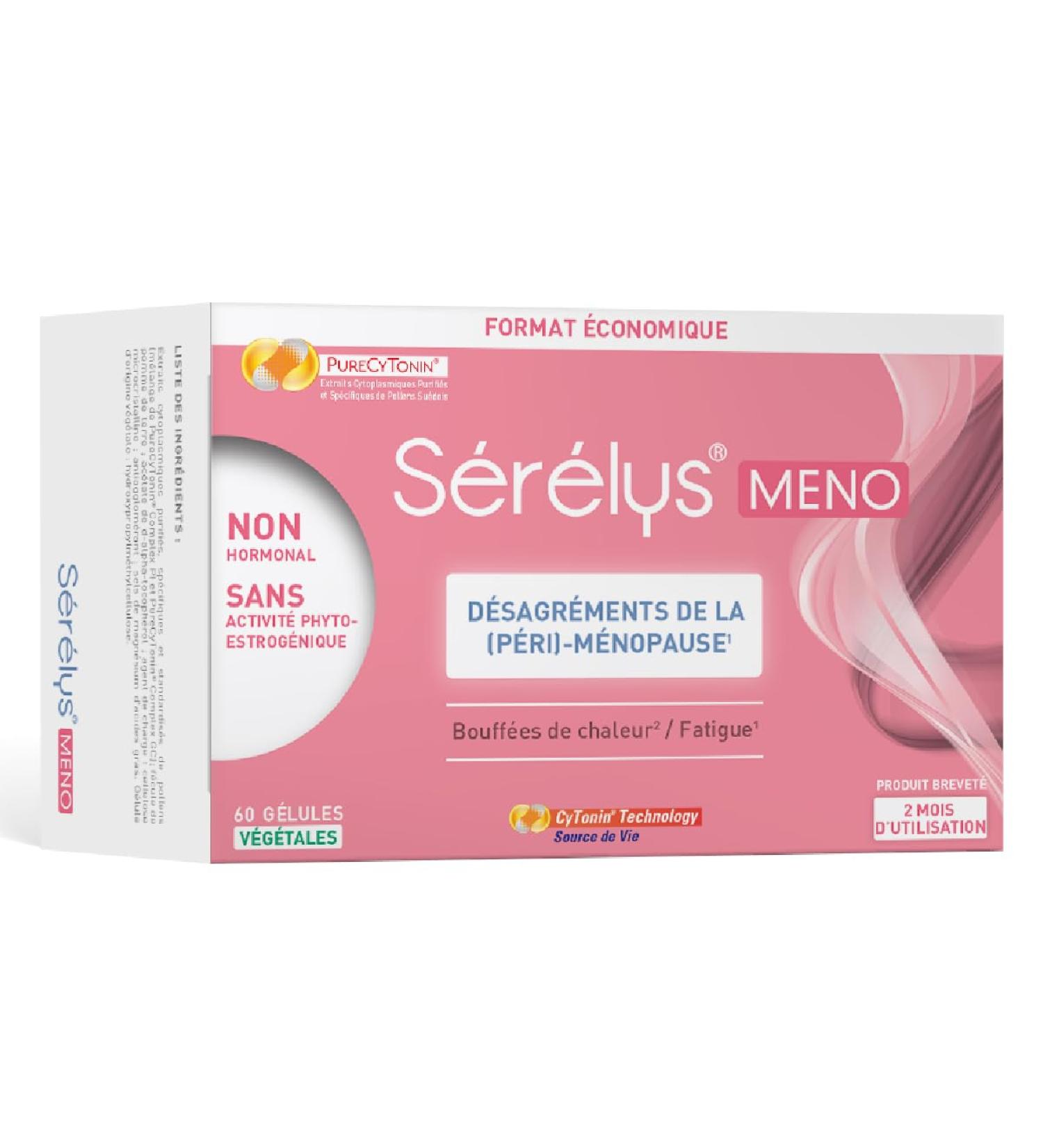 Serelys MENO Dietary supplement with cytoplasmic extracts of Swedish pollen and vitamin E that reduce hot flashes and transient fatigue - 60 vegetable capsules 2 months - Buy Online on GoSupps.com