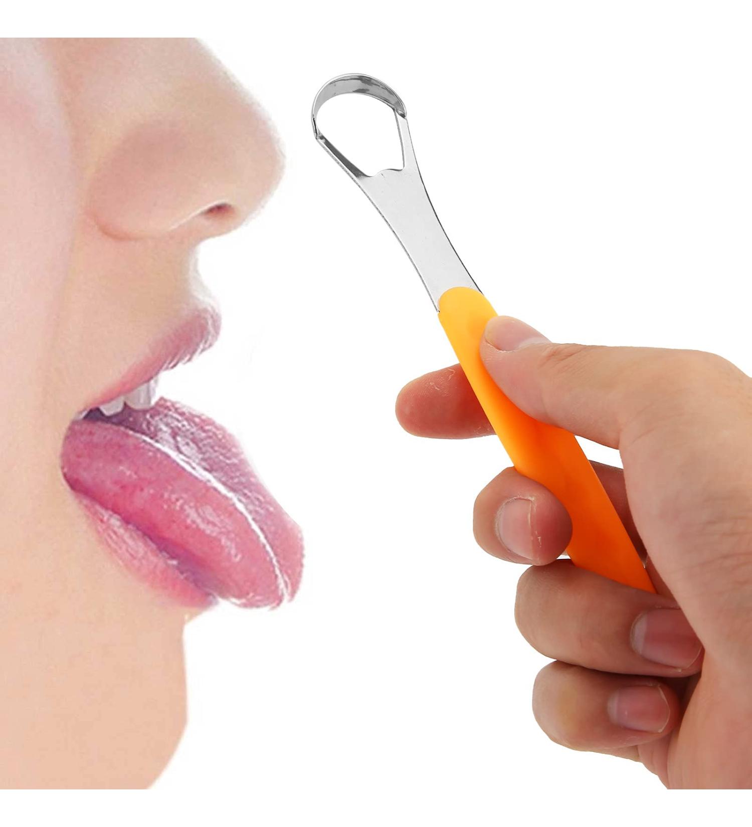 Buy 2 x Stainless Steel Tongue Scrapers for Adults & Children | Effective Oral Care & Bad Breath Control - Buy Online on GoSupps.com