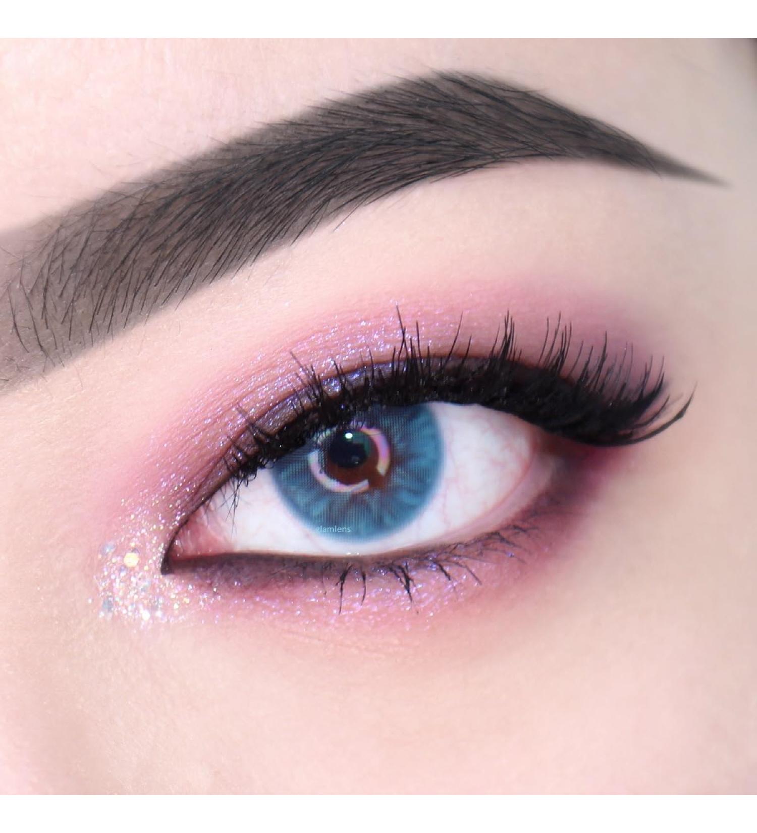 Buy Glamlens Adriatic Blue Colored Contact Lenses - Monthly Soft Hydrogel Lenses (2 Pieces) + Free Lens Container - Starch-Free & Natural Look - Buy Online on GoSupps.com