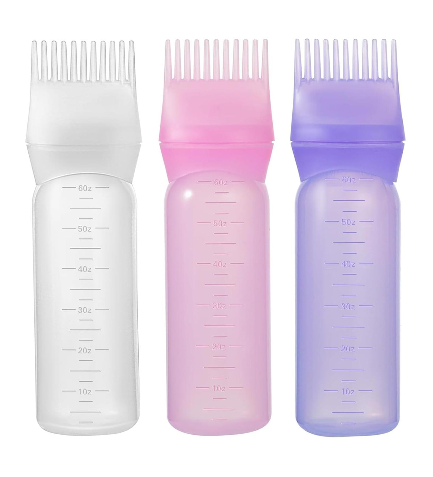 Honiwu 3-Piece Hair Oil Applicator Bottle Set - 170ml/6oz with Color Brush - Perfect for Root & Ridge Hair Coloring - Buy Online on GoSupps.com