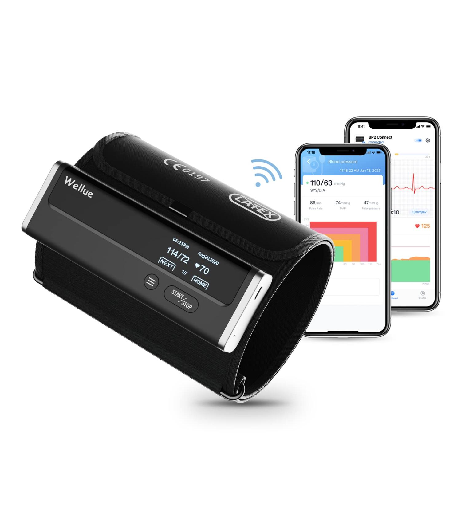 Buy Wellue BP2 Connect Blood Pressure Monitor with EKG Wi-Fi & Bluetooth Sync Intelligent Upper Arm Device for Home Monitoring - Buy Online on GoSupps.com
