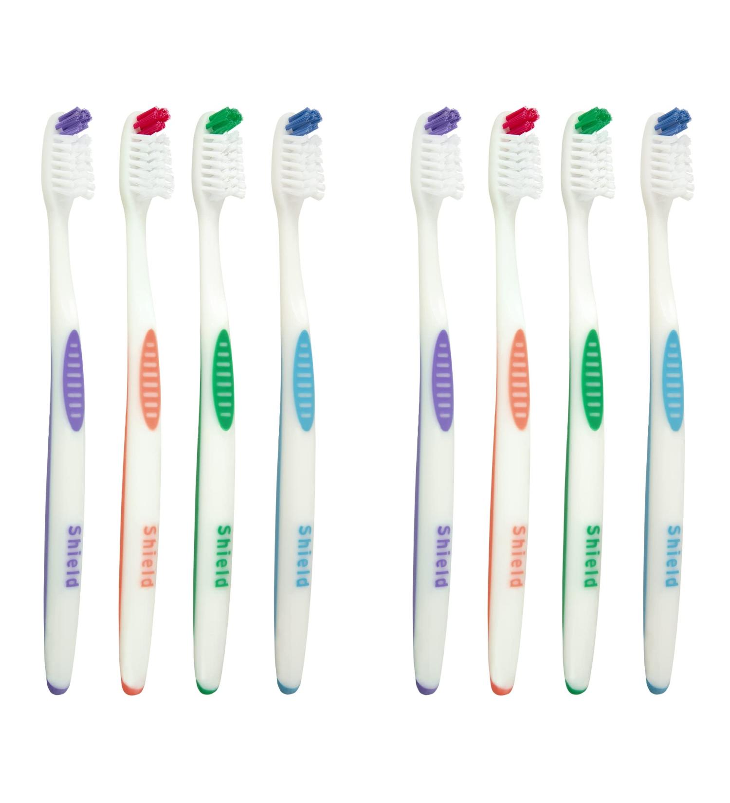 Falcon Toothbrush with Curved Filaments - Deep Reach Medium Bristles | Family Care Pack of 8 - 4 Colors Available - Buy Online on GoSupps.com