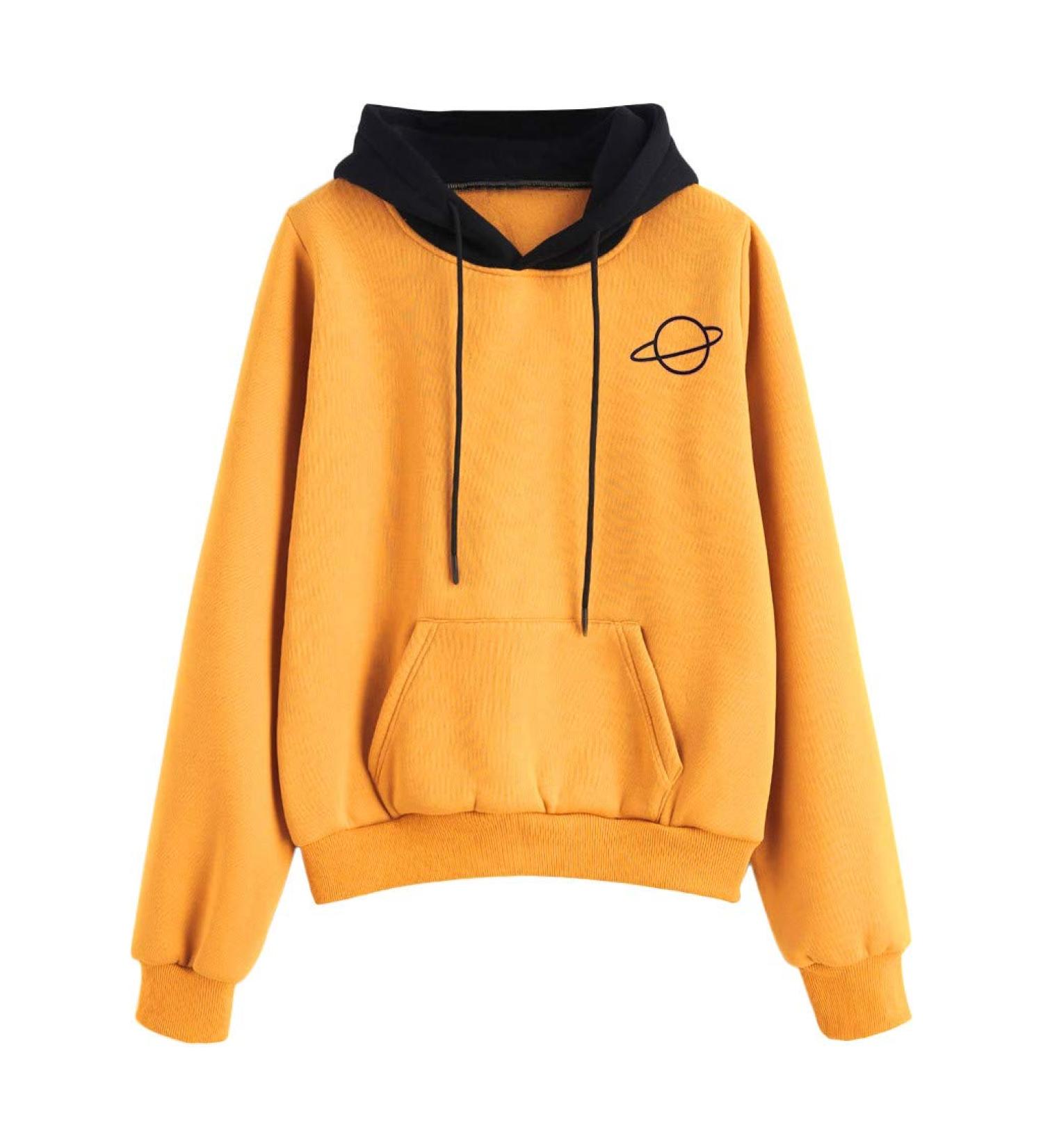 Bigfanshu Womens Tops Casual Long Sleeve Pouch Pocket Pullover Hoodie Top Blouse Yellow - Buy Online on GoSupps.com