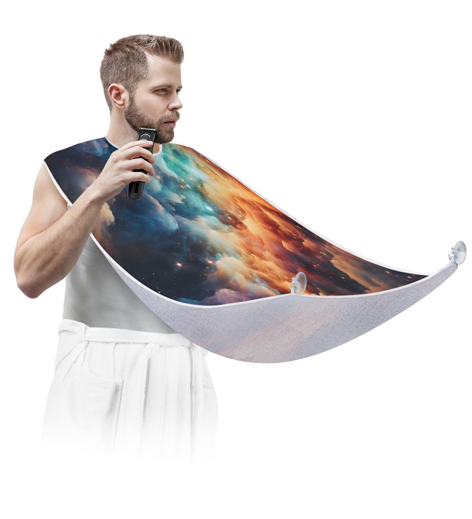 Milky Way Starry Night Beard Bib Apron - Ultimate Beard Hair Catcher for Men | Perfect Gift for Fathers Day Anniversaries & Christmas - Includes 2 Suction Cups - Buy Online on GoSupps.com