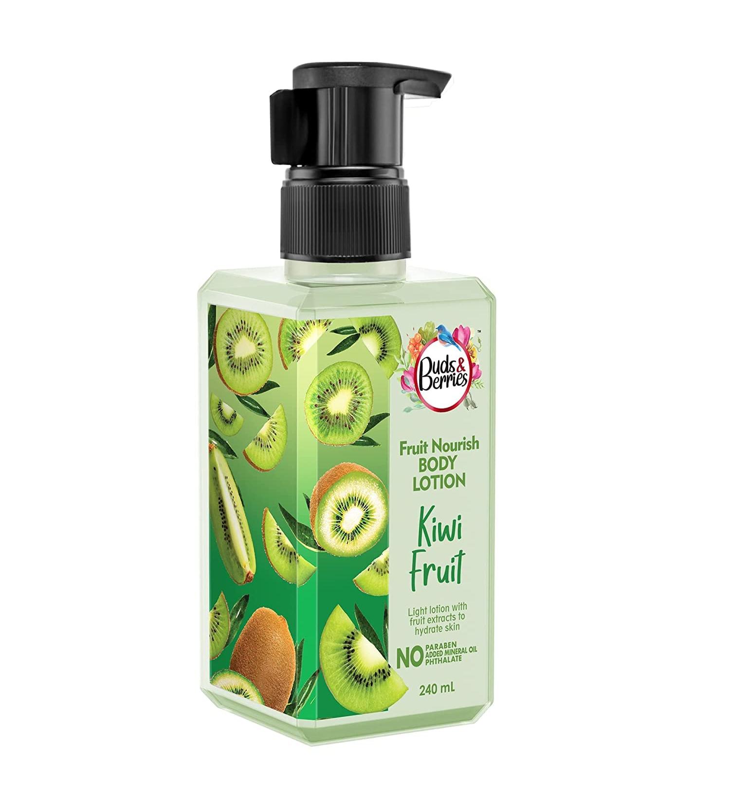 Buds & Berries Fruit Nourish Kiwi Gel Body Lotion |All season - Non greasy Light Hydration | No Paraben (240 ml) - Buy Online on GoSupps.com