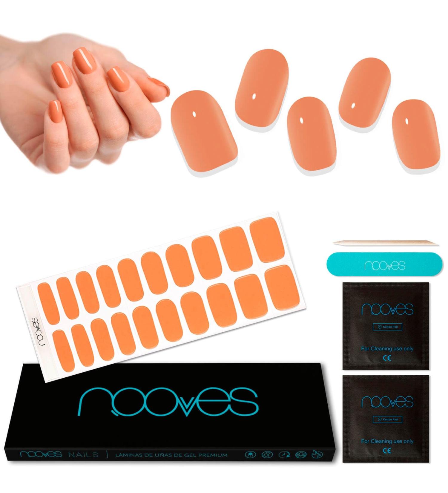  NOOVES NOOVES - 20 sheets of gel nail gel - Orange Glow - 20 pieces - Premium semi-cured gel nails - Gel nail stickers - Includes 1 nail file and 1 orange stick  - Buy Online on GoSupps.com