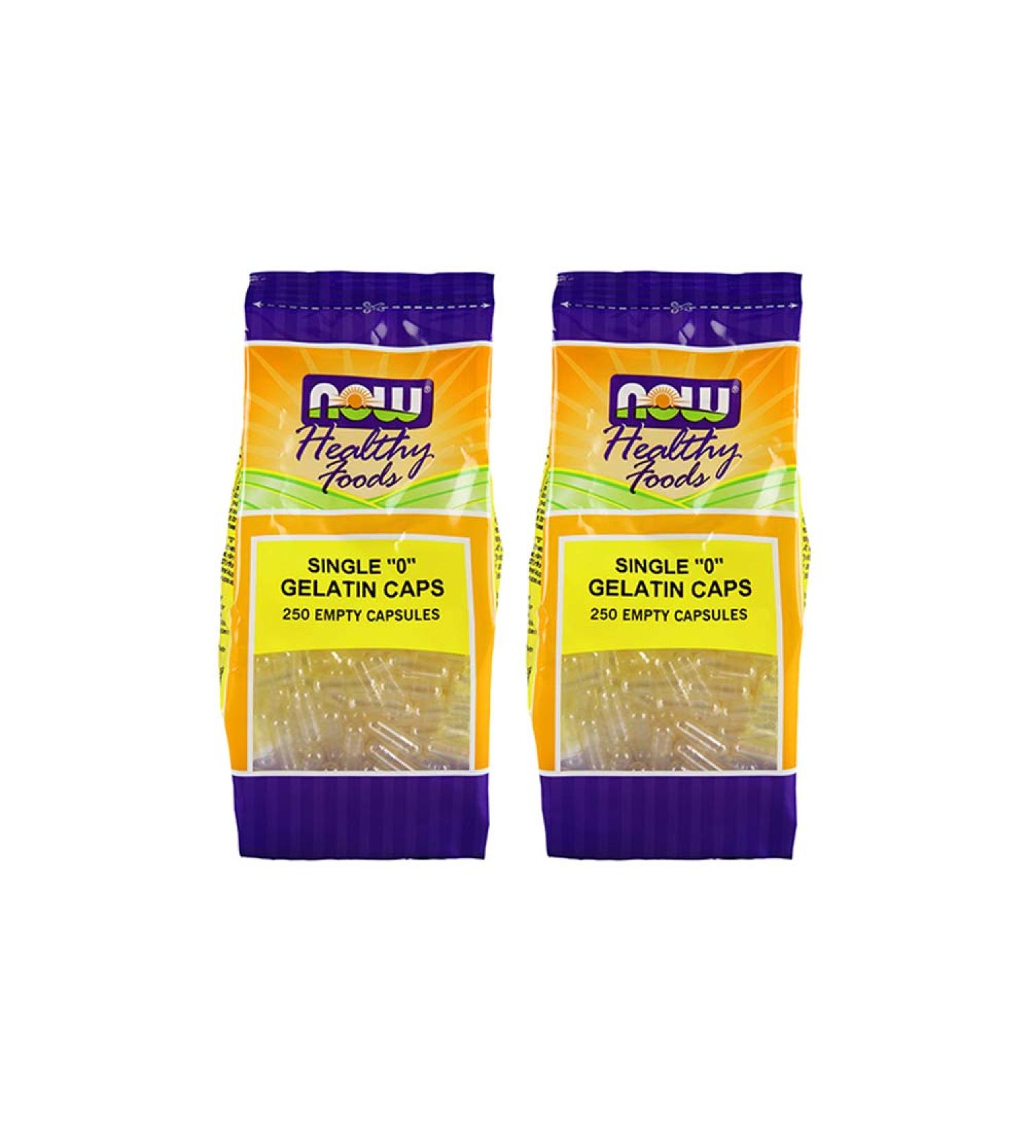 NOW Gel '0' Capsules 250 Count (Pack of 2)