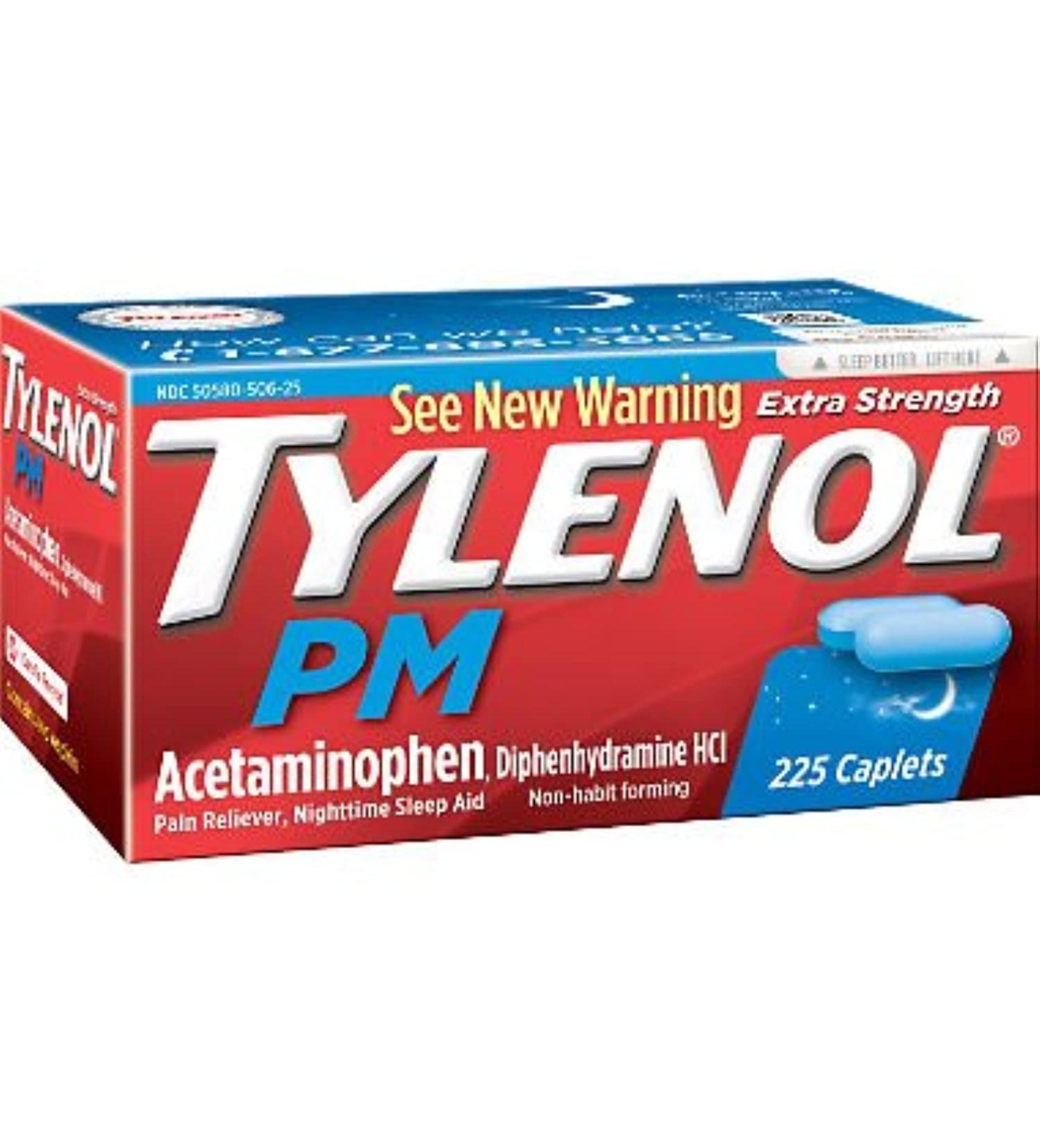 Tylenol PM Caplets - 225 ct. Bottle for Nighttime Pain Relief and Sleep Aid - Buy Online on GoSupps.com