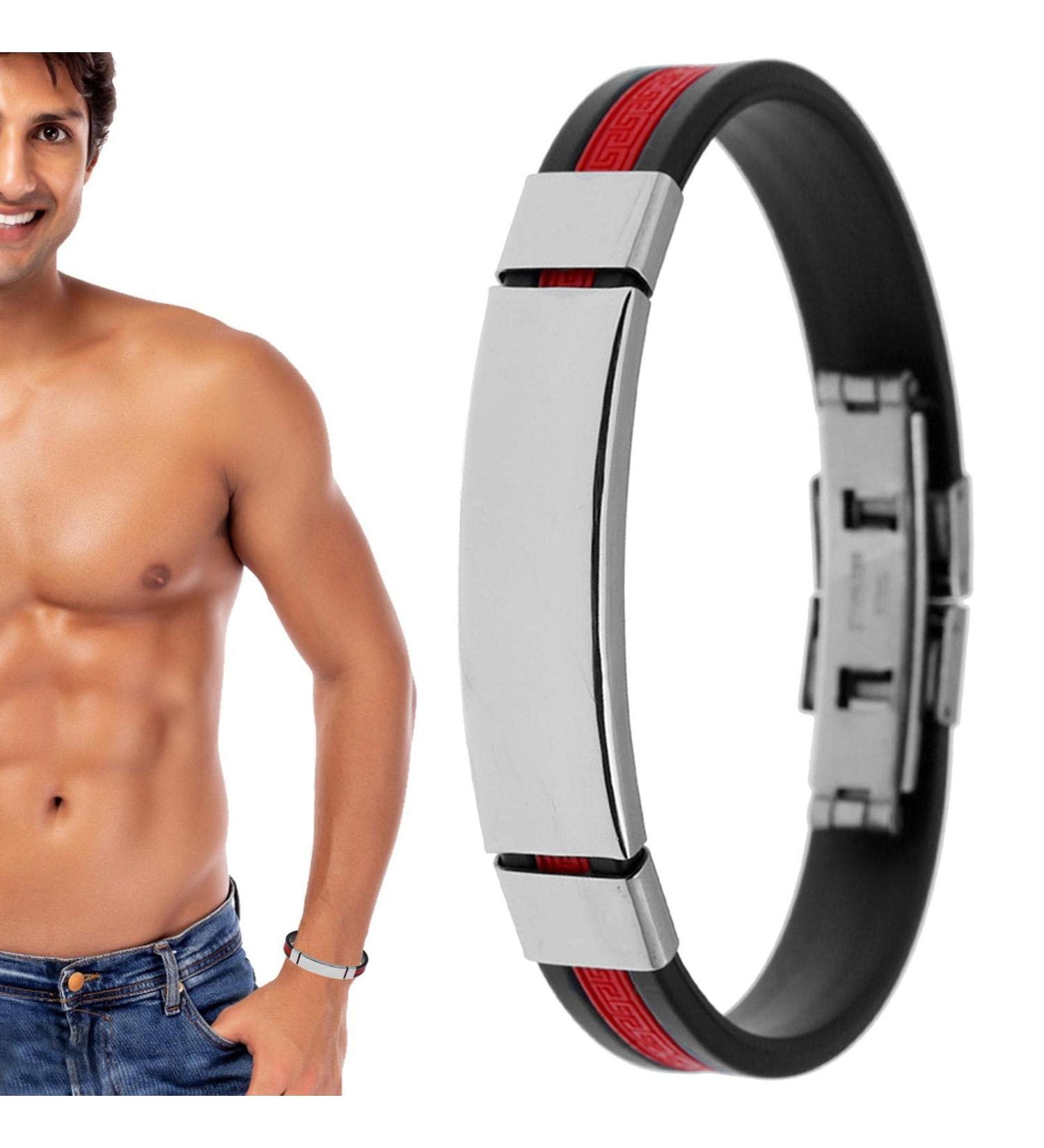 Lympunclog Magnet Hard Band - Personalized Unisex Magnetic Bracelets for Men & Women | Stylish Outdoor Jewelry for Travel Camping Hiking - Red - Buy Online on GoSupps.com