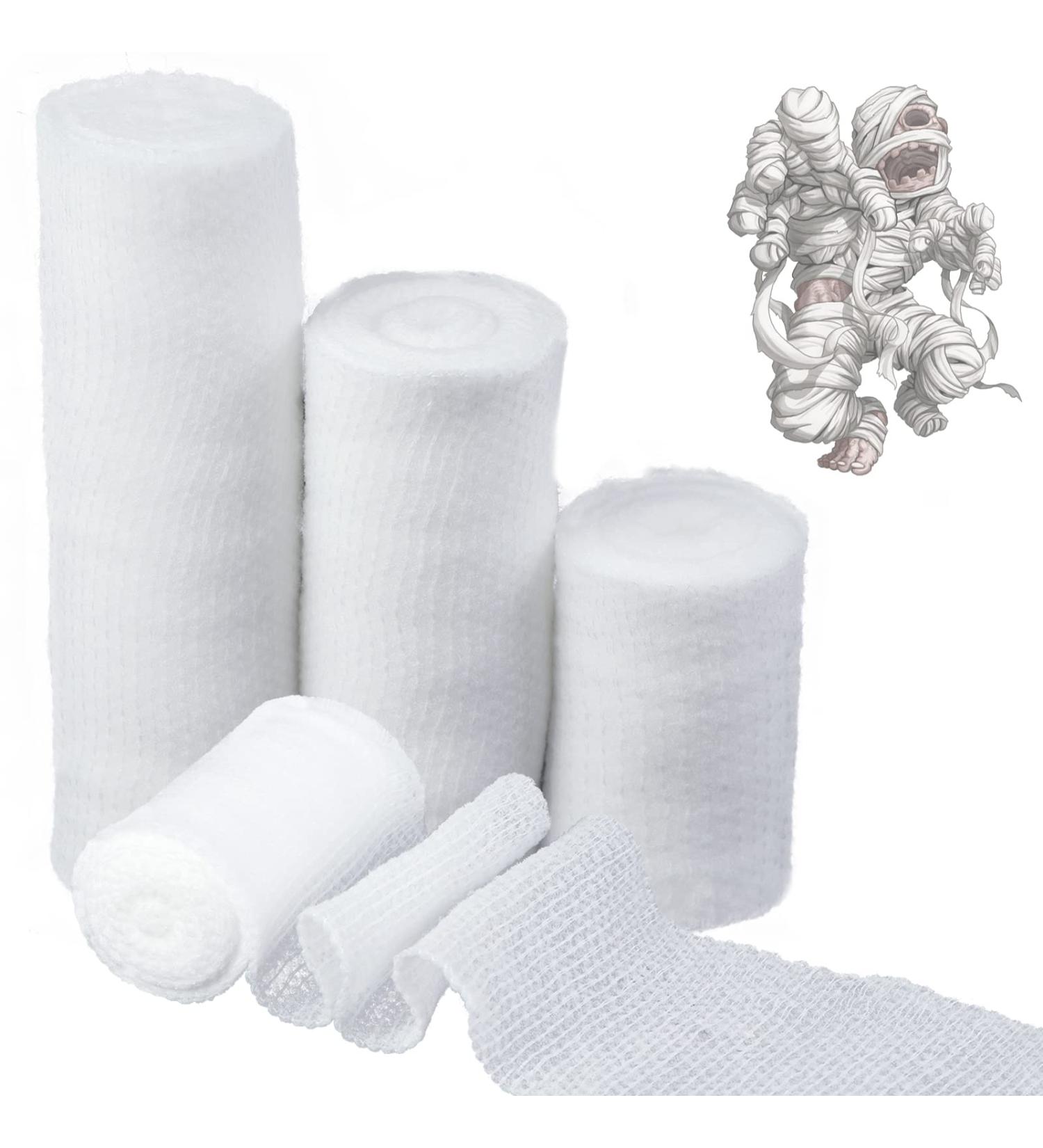 24 Rolls White Halloween Gauze Stretch Bandage - 5 Yards Mummy Wrap for Cosplay Costume Accessories & Zombie Props - Buy Online on GoSupps.com