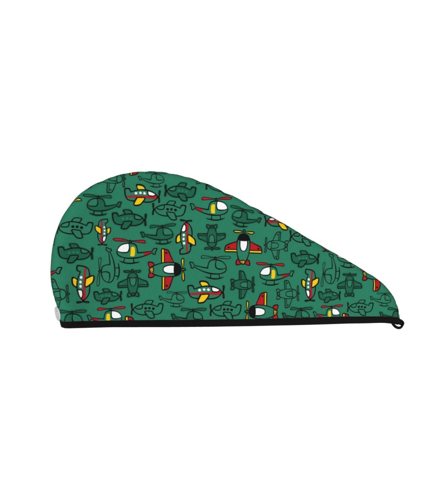 Hair Towel Wrap - Quick Drying Turban with Button | Cartoon Air Transportation Design - Buy Online on GoSupps.com
