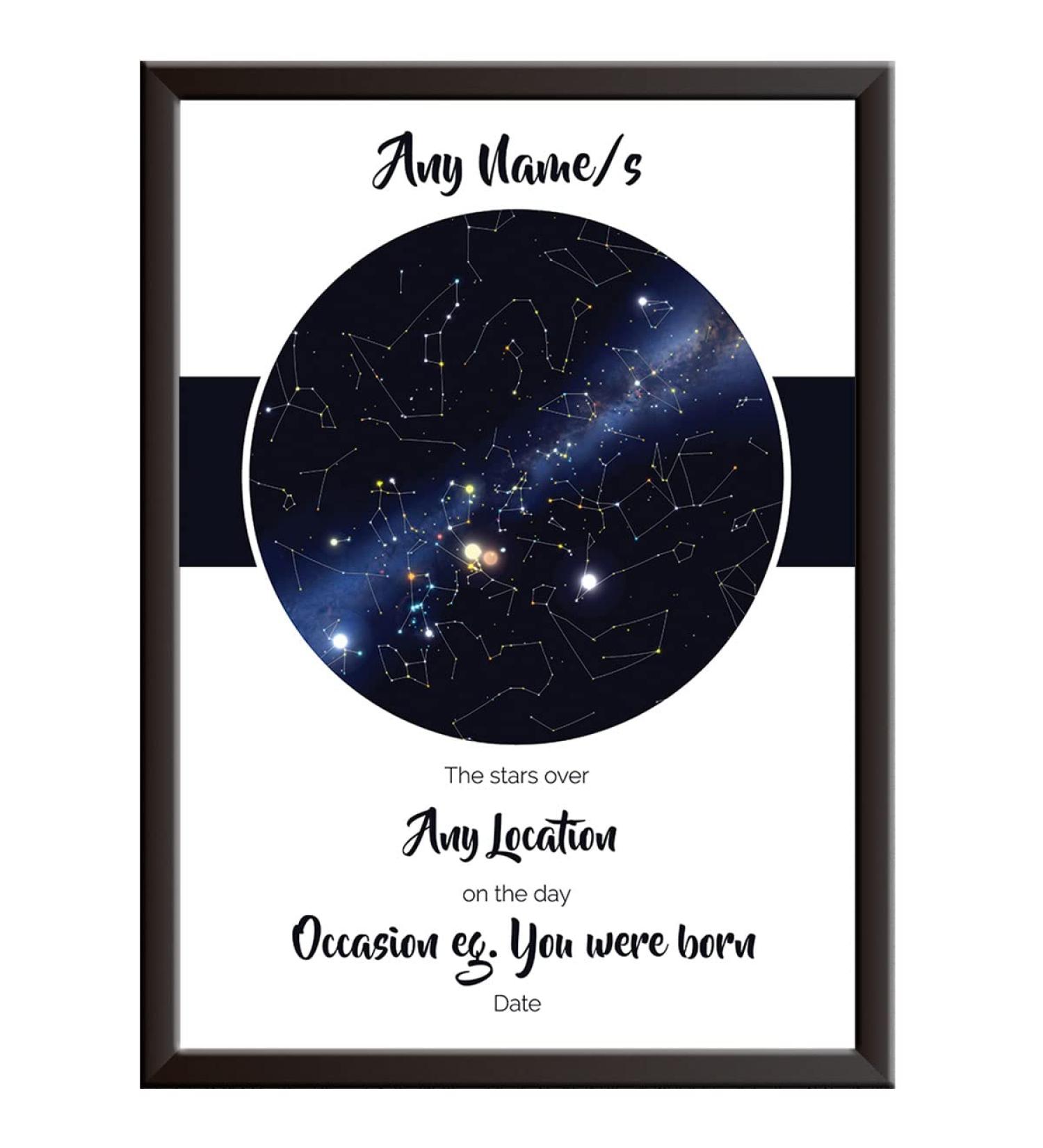 Personalized Sky/Star Map Print: Unique Gift for Birth, Christening, Mother's Day, Father's Day - Custom Night Sky Poster for Any Location - Picture/Print Only - Buy Online on GoSupps.com