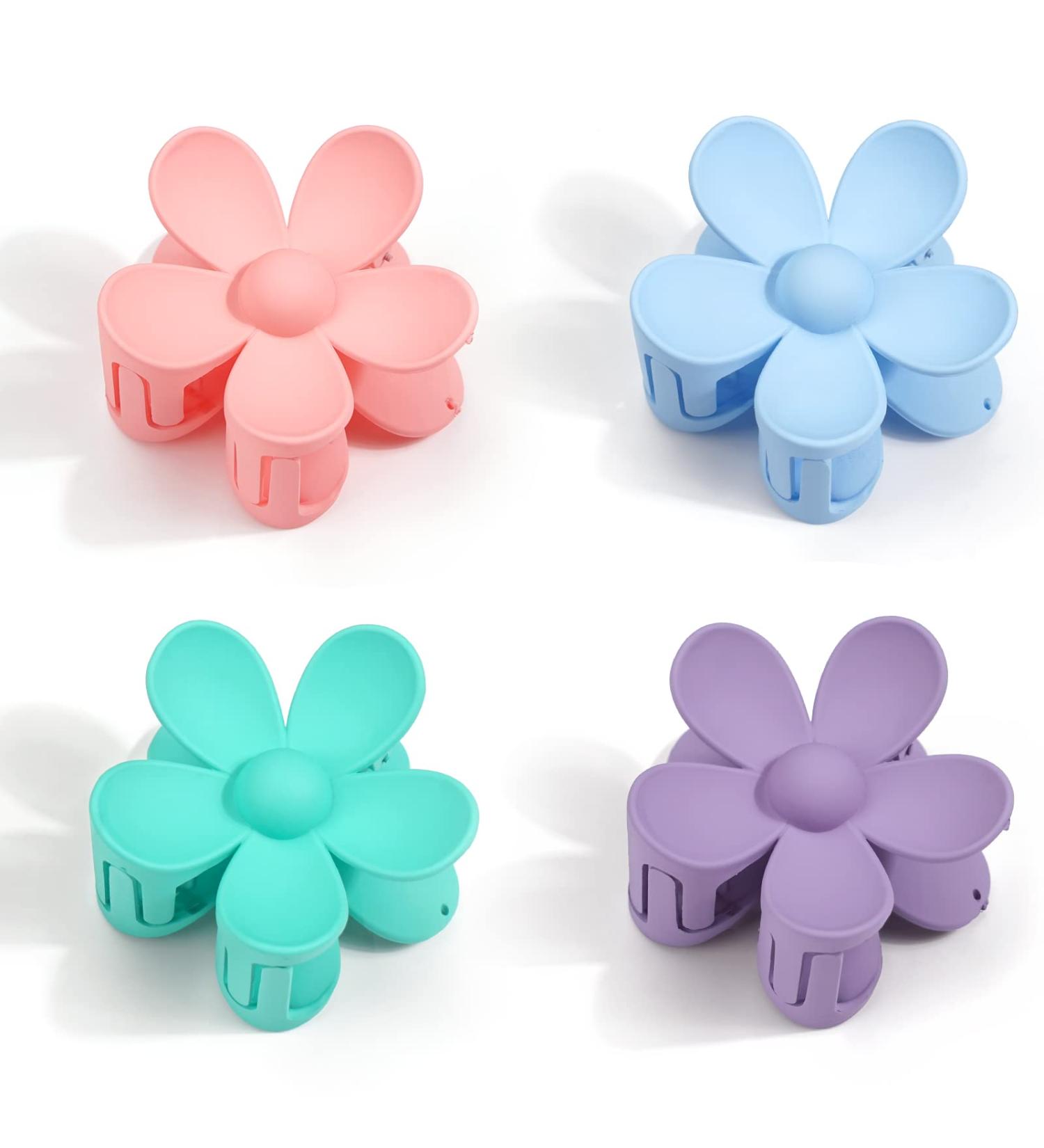 MiDoDo Hawaiian Flower Hair Clips for Women 4 Pack Flower Hair Claw Clips Plumeria Claw Clips for Thin Hair Large Claw Clips for Thick Hair Beach Tropical Hair Accessories for Girls Blue Pink - Buy Online on GoSupps.com