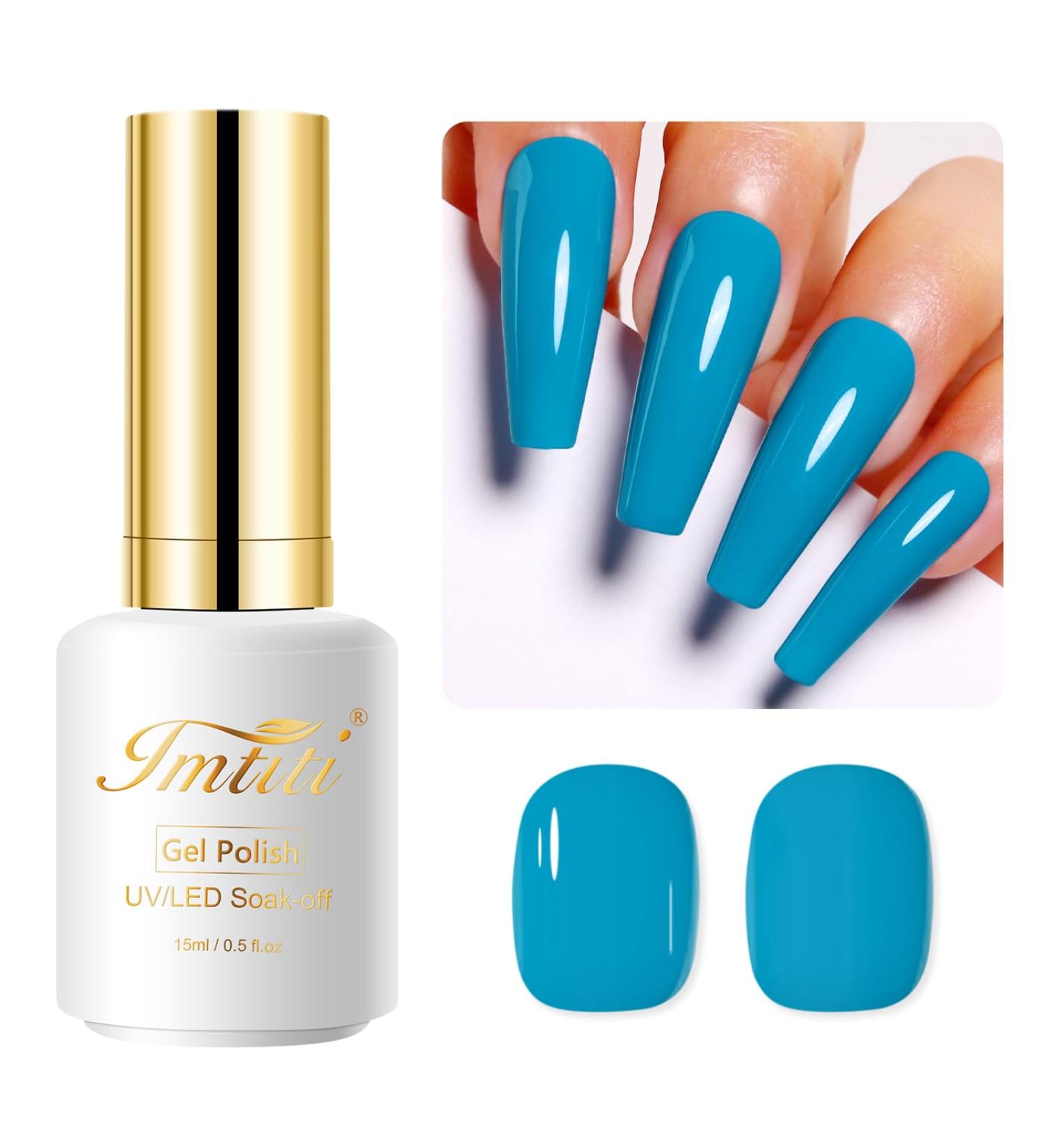 Imtiti Blue Gel Nail Polish 15ML Turquoise Blue Gel Polish Autumn Winter Gel Nail Polish Soak Off LED UV Nail Gel Polish DIY Nail Art Starter Manicure Salon Gel Nail Kit - Buy Online on GoSupps.com