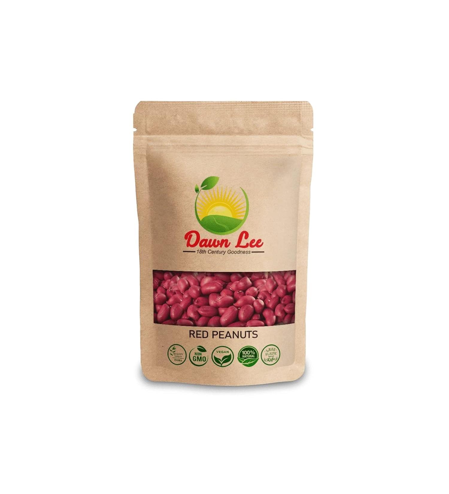 Dawn Lee Raw Red Peanuts Ground Fresh Nuts (Moongfali Sing Dana) in Resealable Kraft Bags (500 Gm) - Buy Online on GoSupps.com