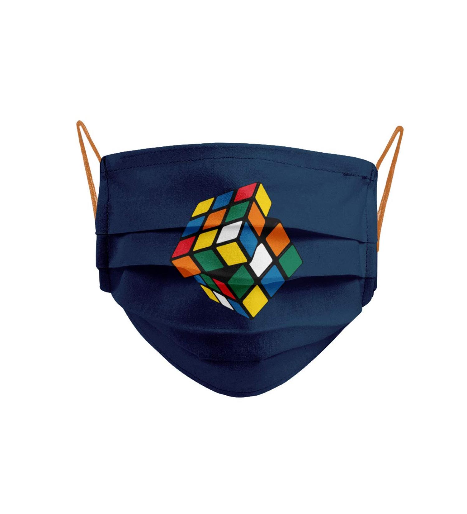 Buy Navy Blue Rubik's Cube Mask with Orange & Blue Rubber Bands - 1 Unit Pack | International Shipping Available - Buy Online on GoSupps.com
