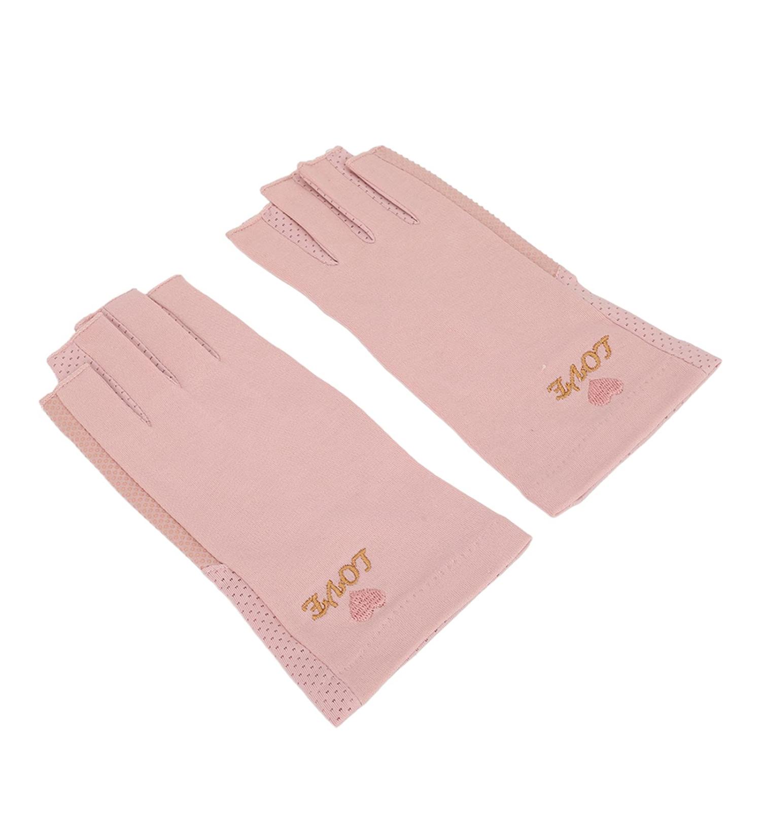  Sorandy Sorandy Protective Manicure Gloves Fine Seams UV Protection for Cooler Hands Suitable for Drying Nail Gel Medium Size Cotton Fibre (Pale Pink Grey) - Buy Online on GoSupps.com