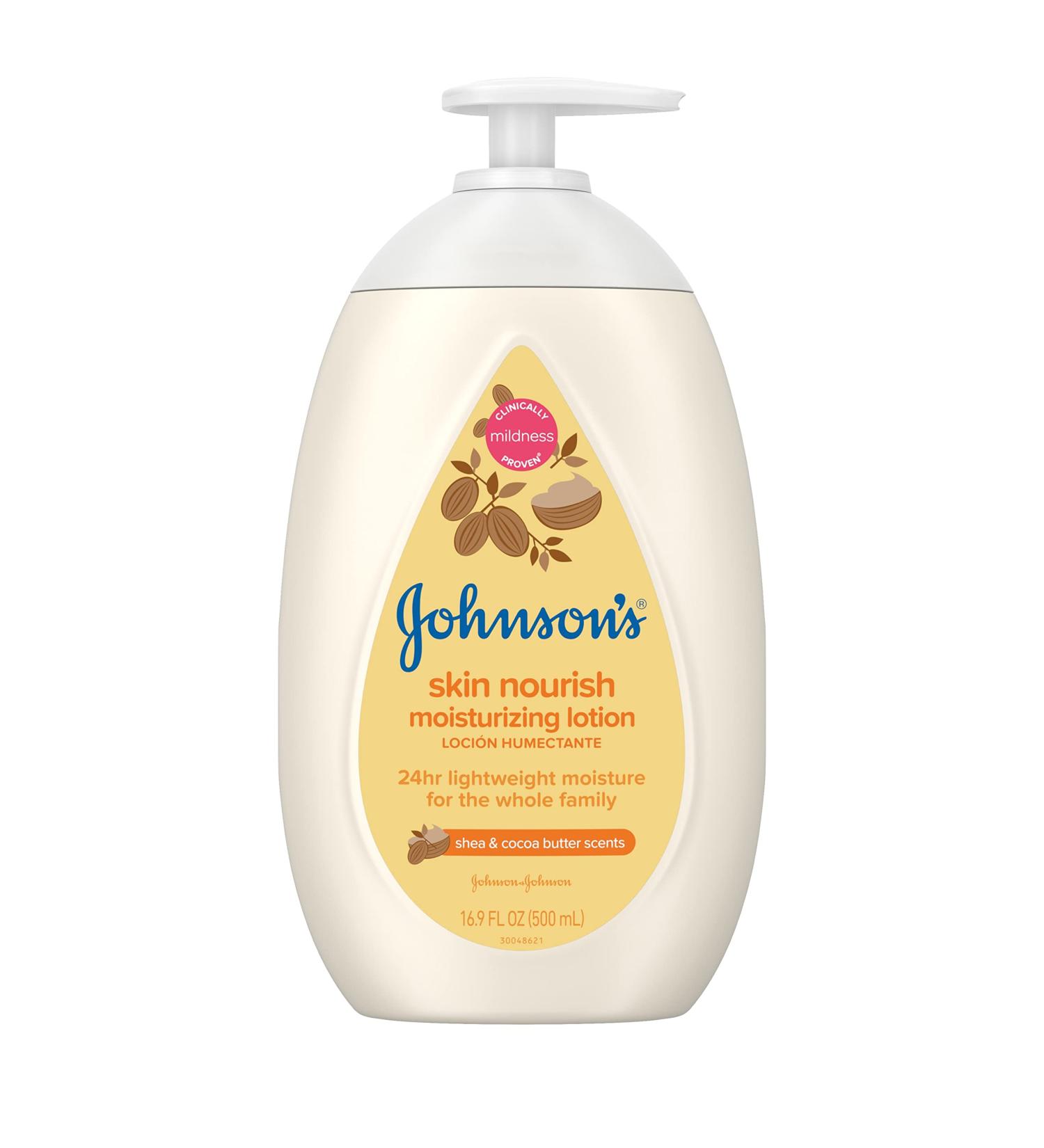 Johnson's Skin Nourish Moisturizing Baby Lotion | Shea & Cocoa Butter | Gentle, Lightweight, Hypoallergenic | 16.9 fl. oz - Buy Online on GoSupps.com