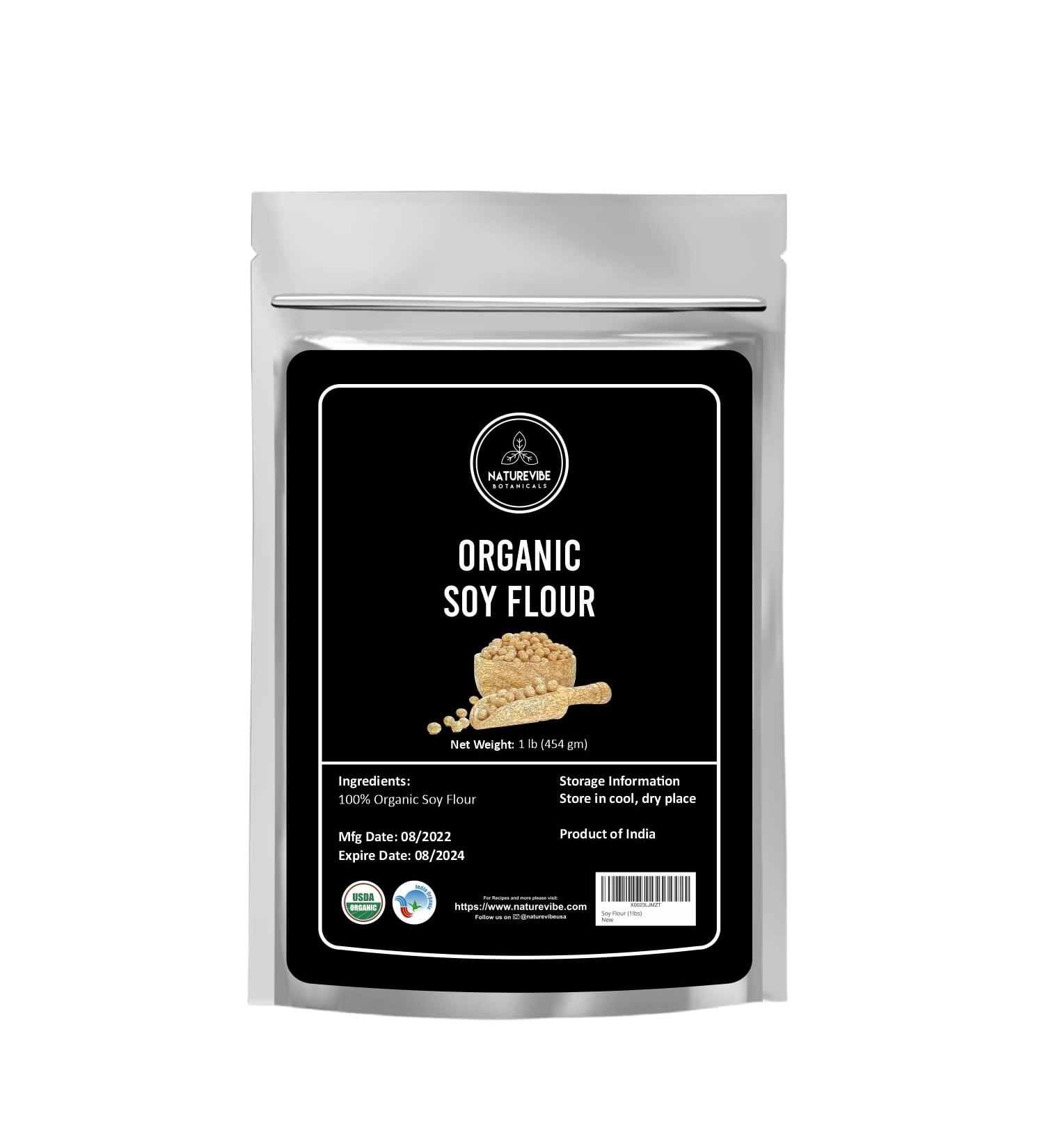 Naturevibe Botanicals Organic Soy Flour 1lb - Non-GMO, Gluten Free, Protein & Iron Rich - Buy Online on GoSupps.com