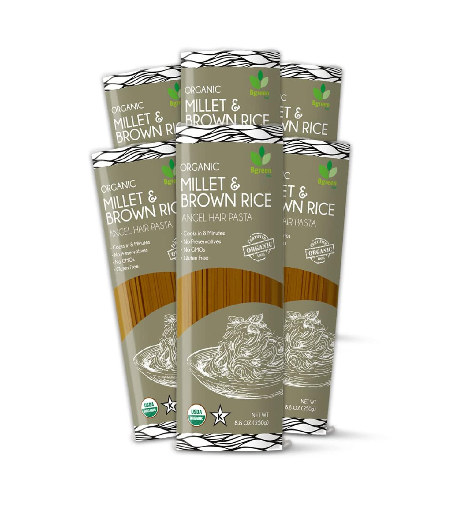 Big Green Organic Millet & Brown Rice Angel Hair Pasta 8.8oz - Gluten-Free, Non-GMO - Buy Online on GoSupps.com