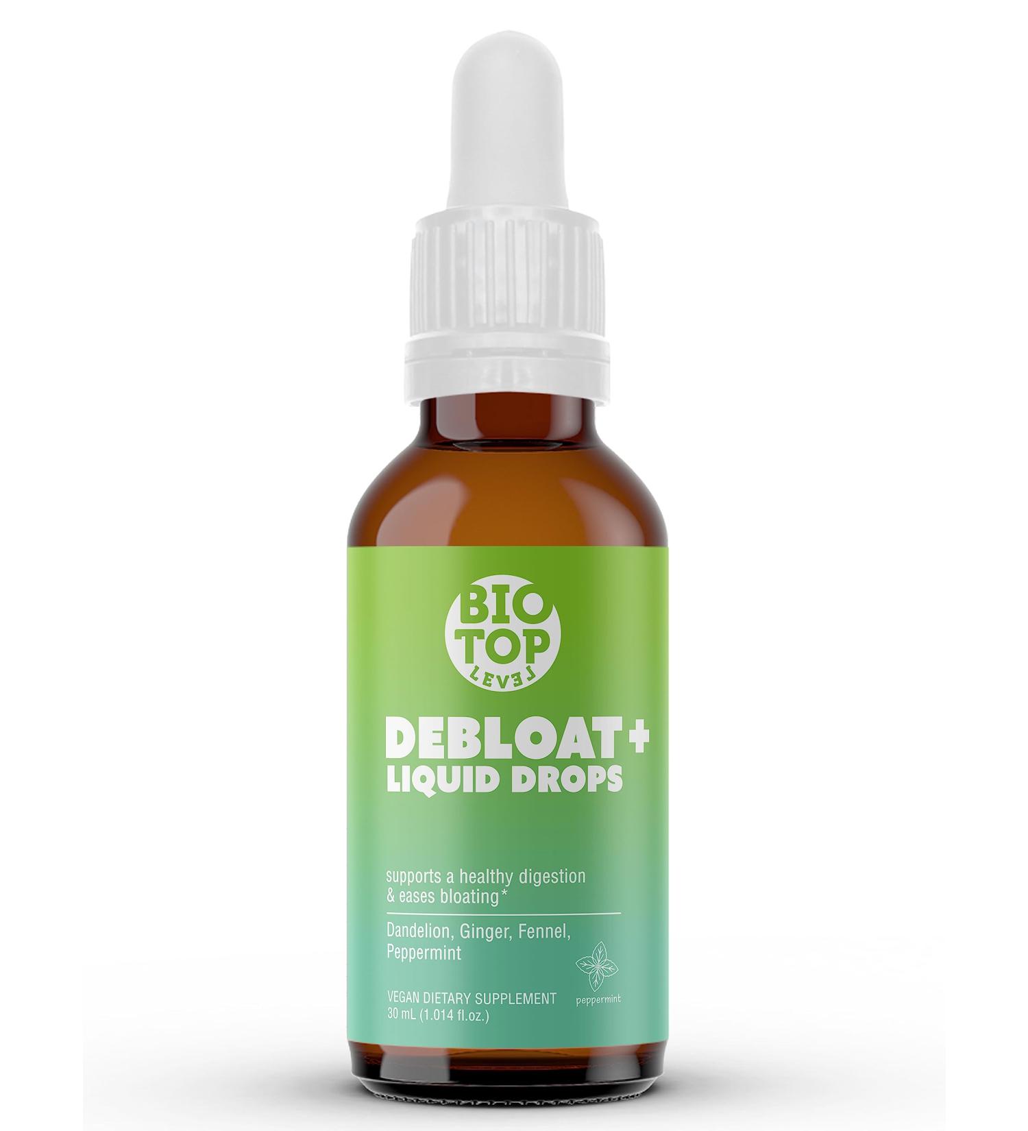 BIOTOPLEVEL Debloat Plus Organic Vegan Liquid Drops - Bloating and Gas Relief - Digestive & Gut Health Support - 1.0 Fl Oz - Buy Online on GoSupps.com