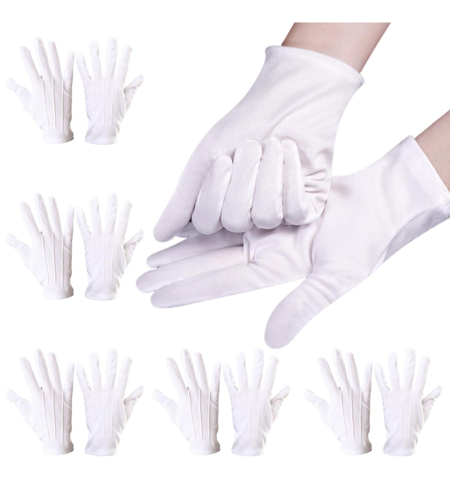 Omjmyy White Gloves - 6 Pairs of Sweatproof Nylon Gloves for Women & Men | Perfect for Skin Care Evening Wear Cosplay & Jewelry Inspection - Buy Online on GoSupps.com