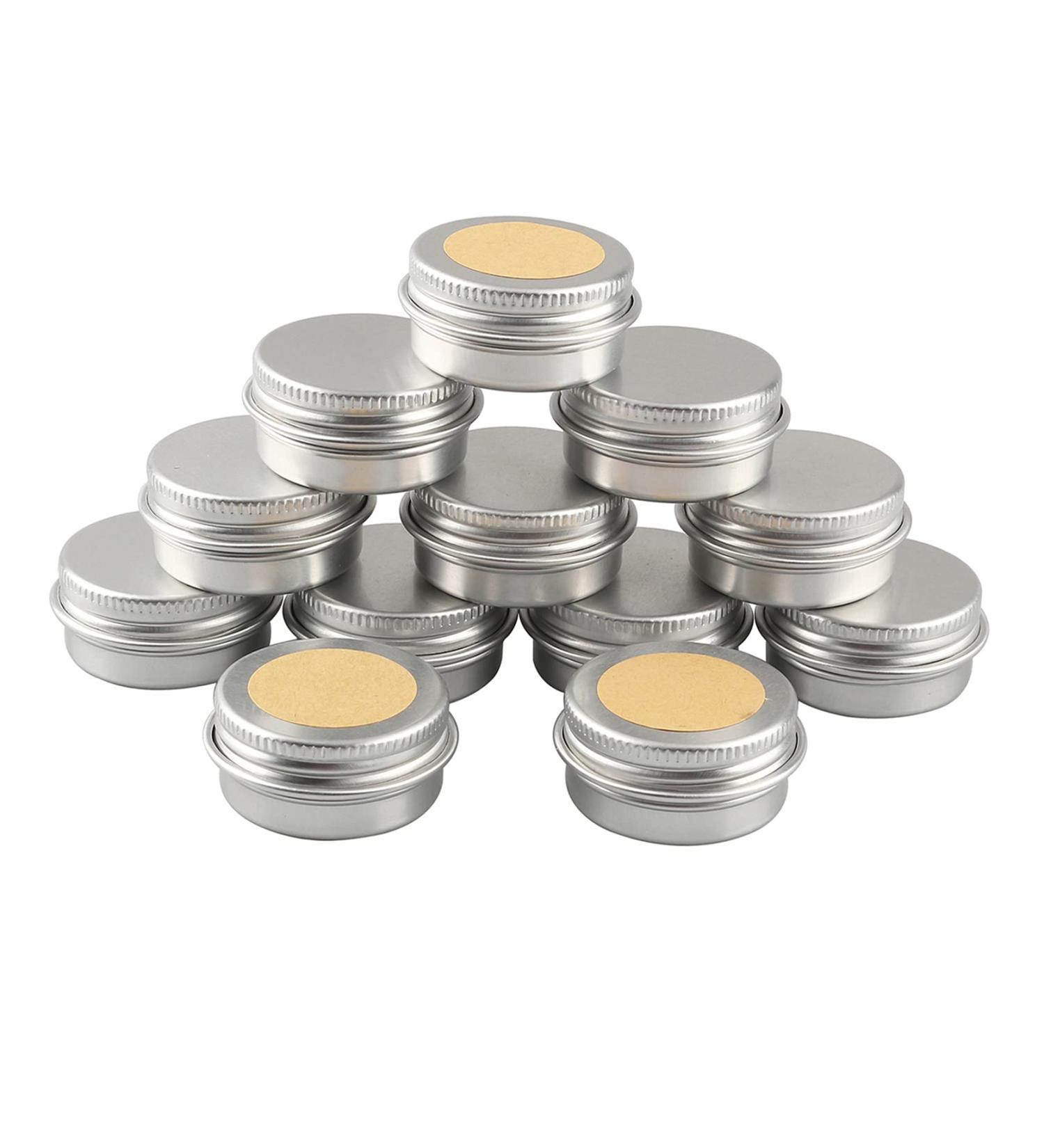Buy 50 Pack - 10ml Silver Aluminum Screw Cap Cream Cans with Stickers | Ideal for Cosmetics Candles & More - International Shipping - Buy Online on GoSupps.com