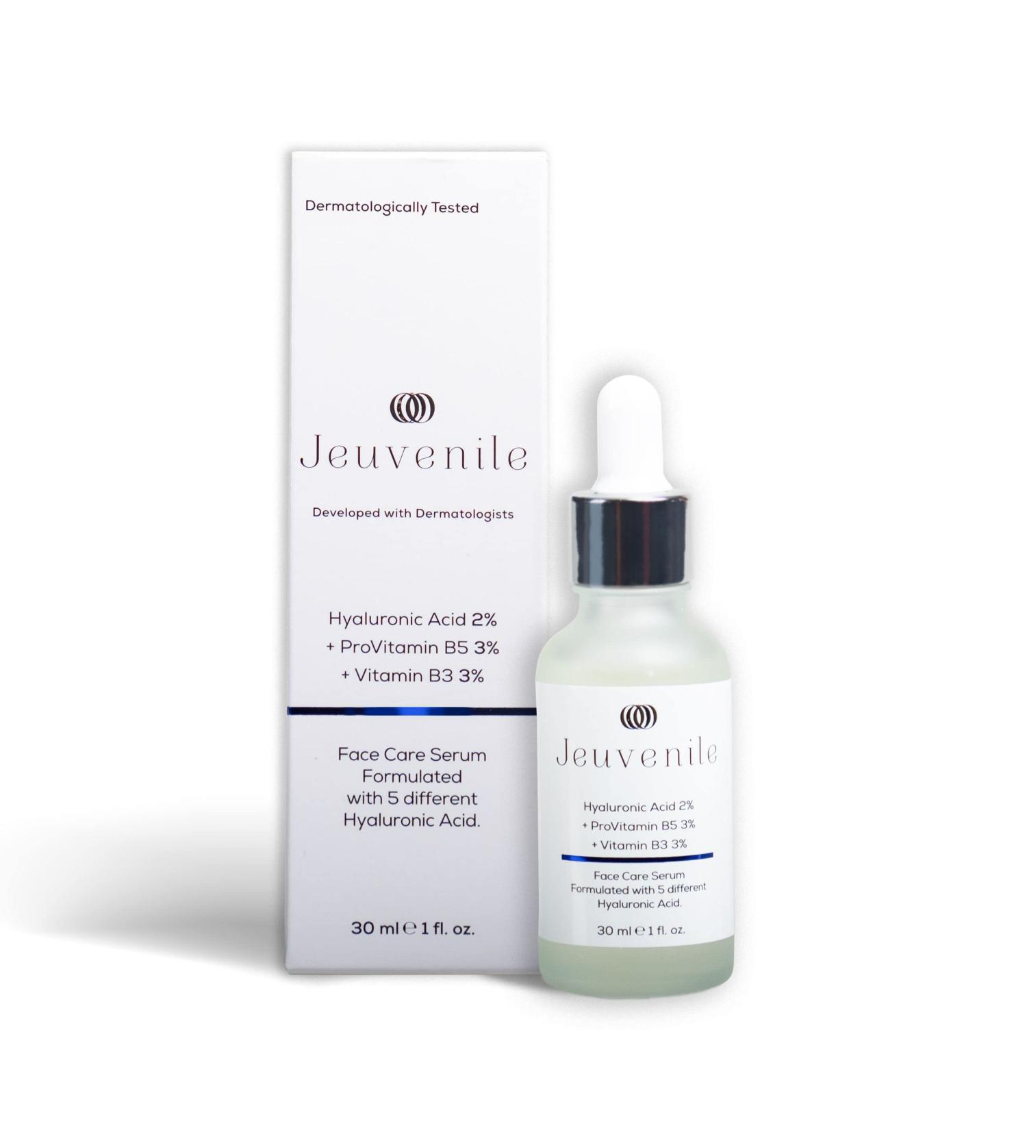 Jeuvenile Hyaluronic Acid Face Care Serum Intense Hydration and Anti-Aging Formula Non-greasy Hydration booster skincare for All Skin Types 30ml - Buy Online on GoSupps.com