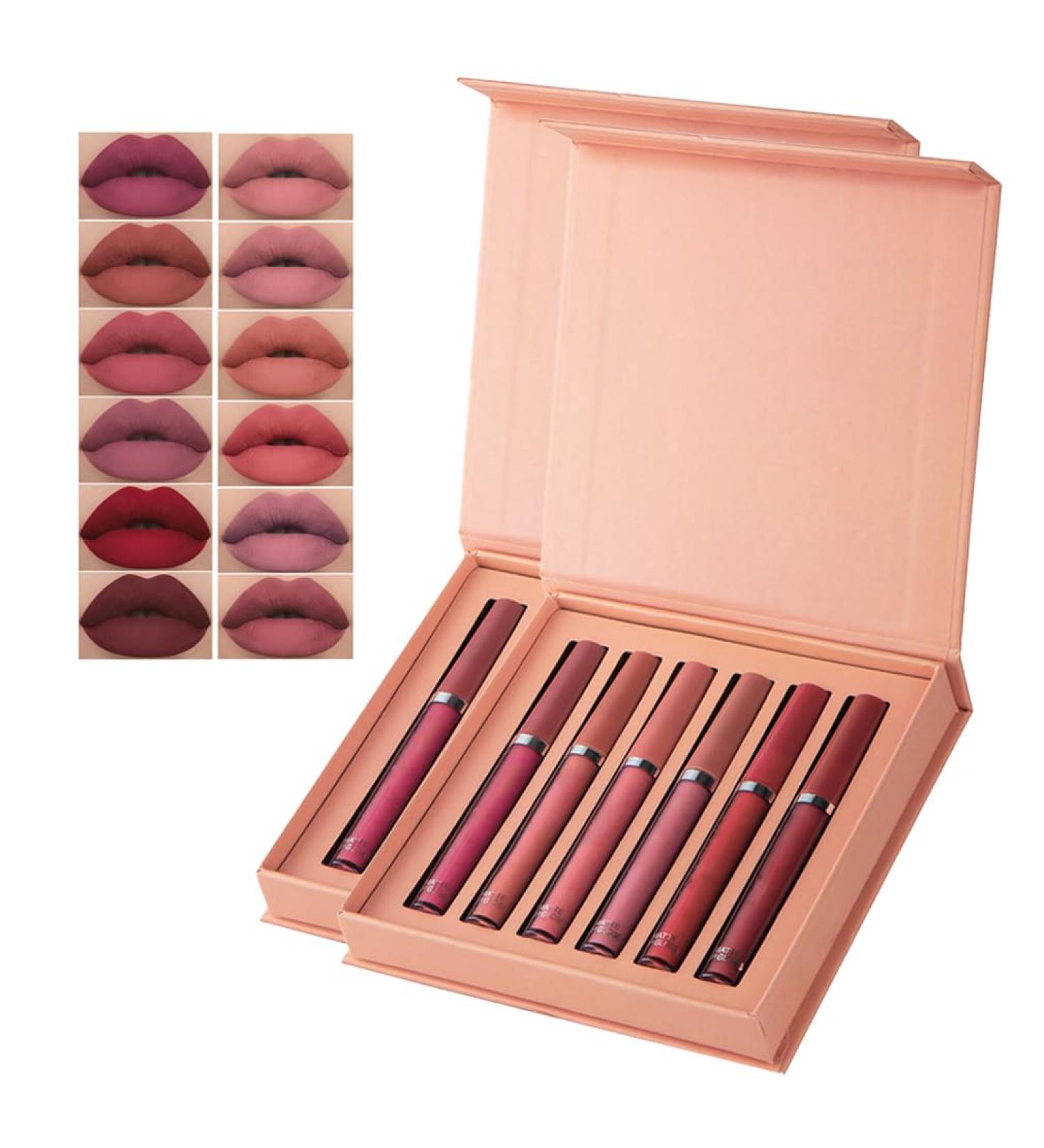 HADAVAKA Set Matte Lip Gloss 6 Colors Lipstick Waterproof Long Lasting Velvet NonFading Popular Makeup A+B - Buy Online on GoSupps.com