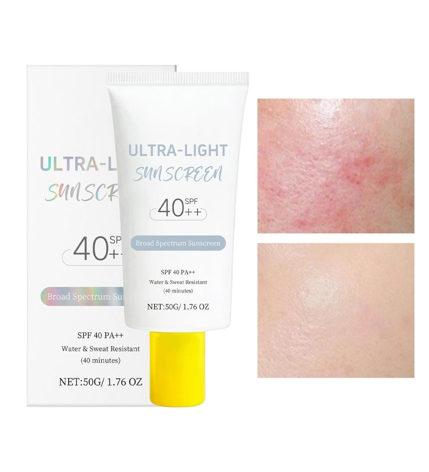 Invisible Sunscreen | 50g SPF40 Natural Sun Protection Moisturizing Without White Label Wide Spectrum Natural Care SPF40 For Men Types Sport - Buy Online on GoSupps.com