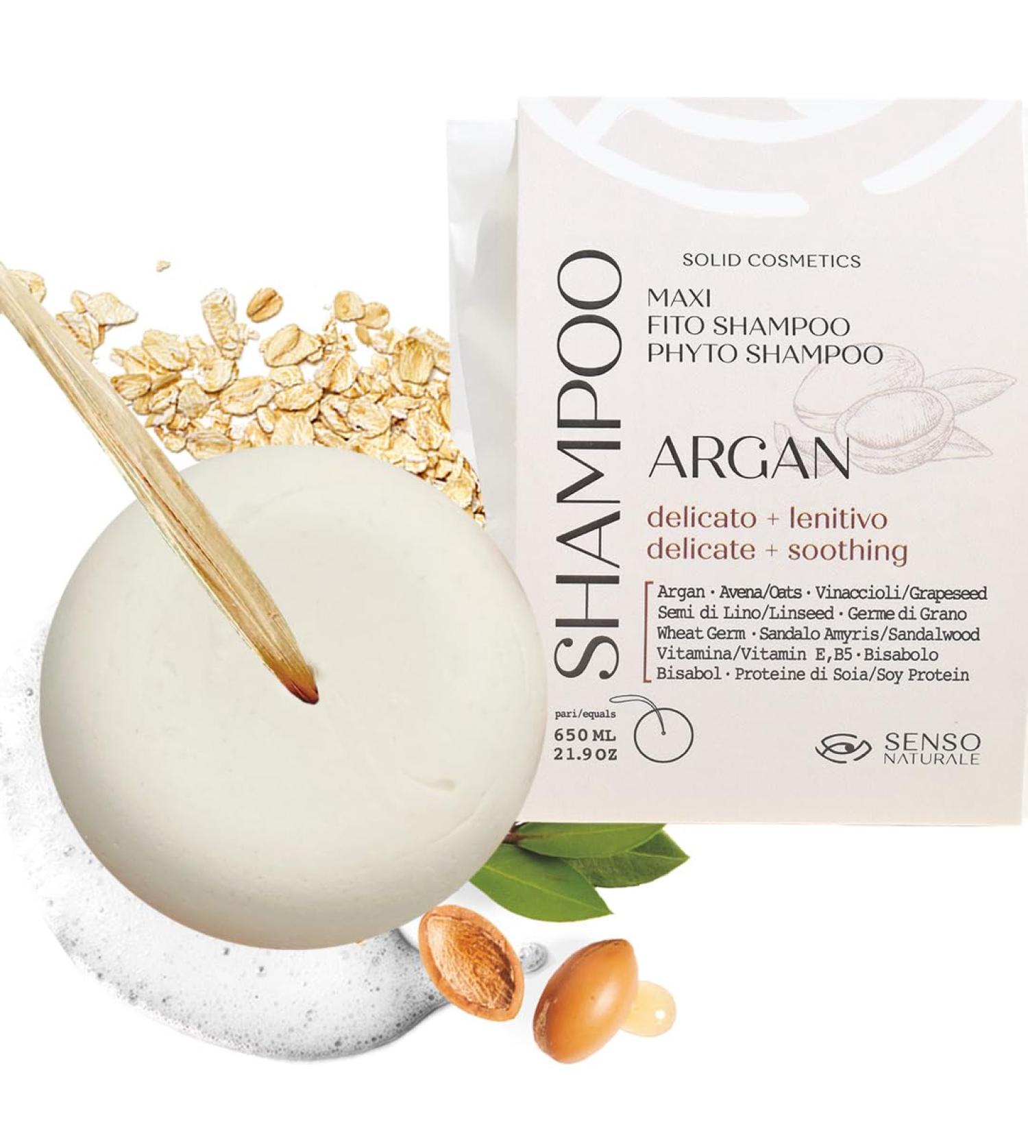 Senso Naturale Solid Shampoo with Argan Oil Soothing and Gentle for Frequent Washing for Sensitive Scalp 100% Natural Organic Vegan - Buy Online on GoSupps.com