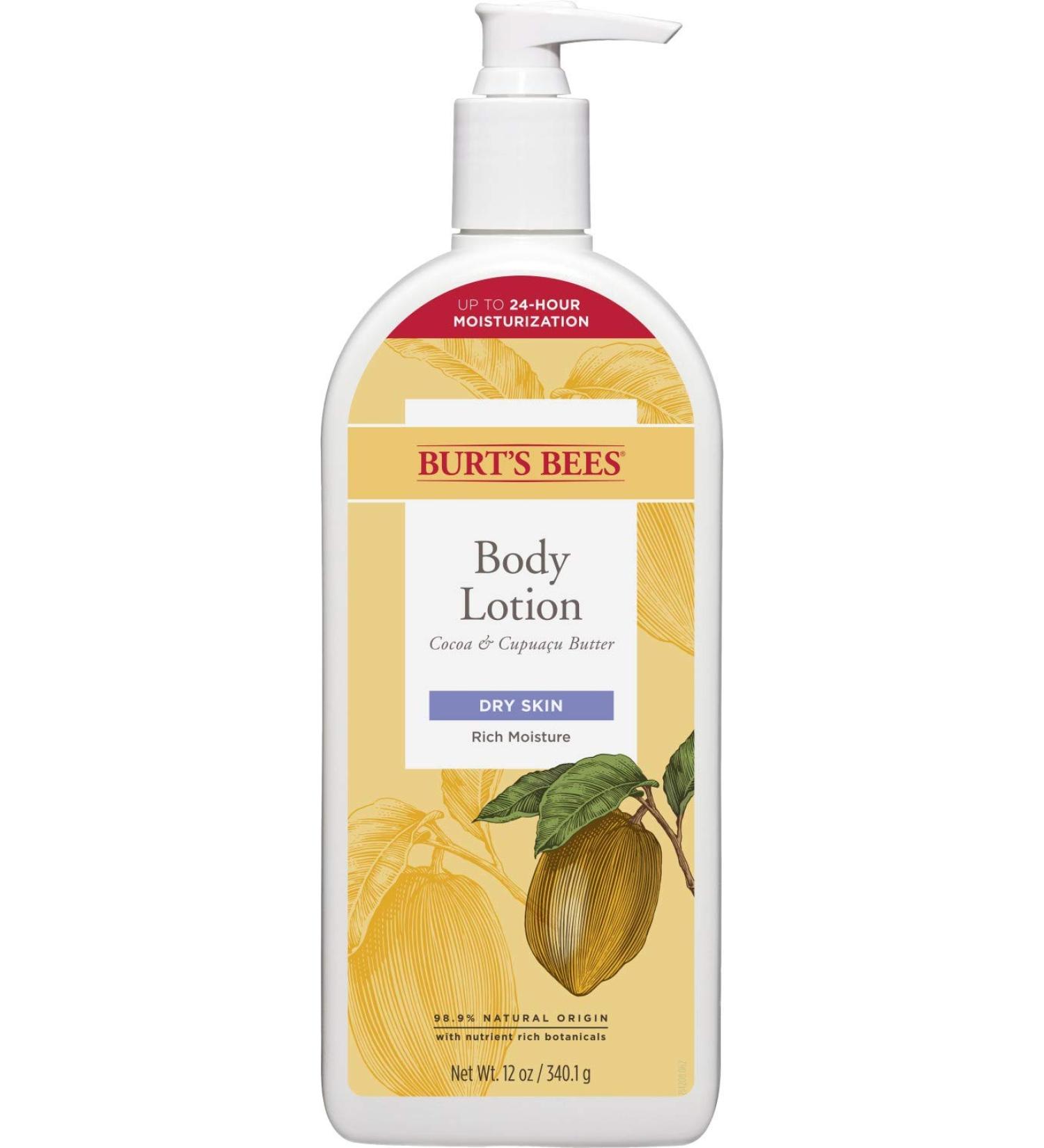 Burts Bees Butter Body Lotion for Dry Skin with Cocoa & Cupuau 12 Oz (Package May Vary)