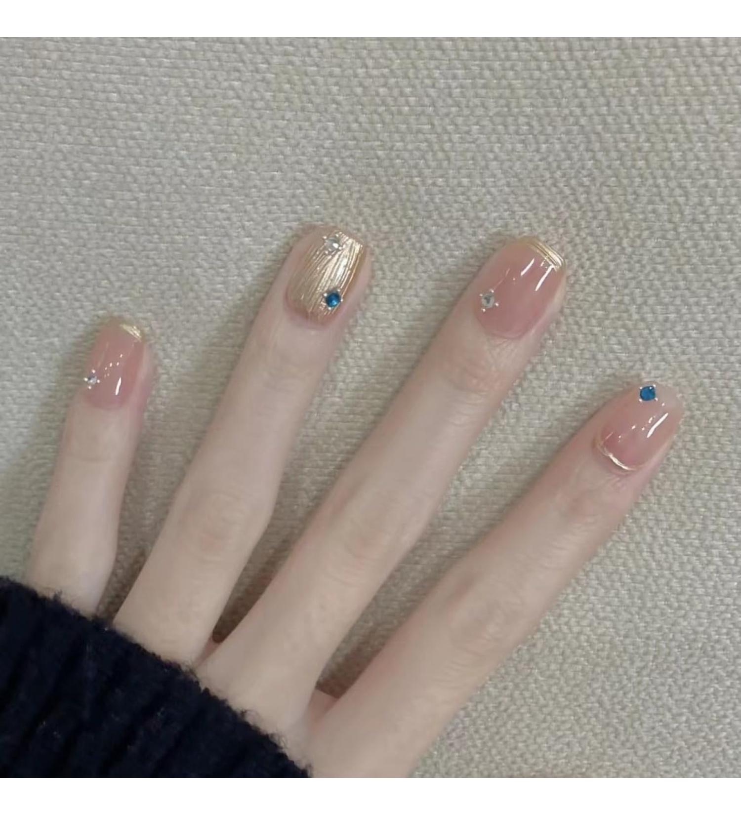 Handmade Nail Wearing Simple and Gentle Style Naked Color Nail Magic Mirror Powder French Style Whitening False Nail Patch (Size : L) - Buy Online on GoSupps.com