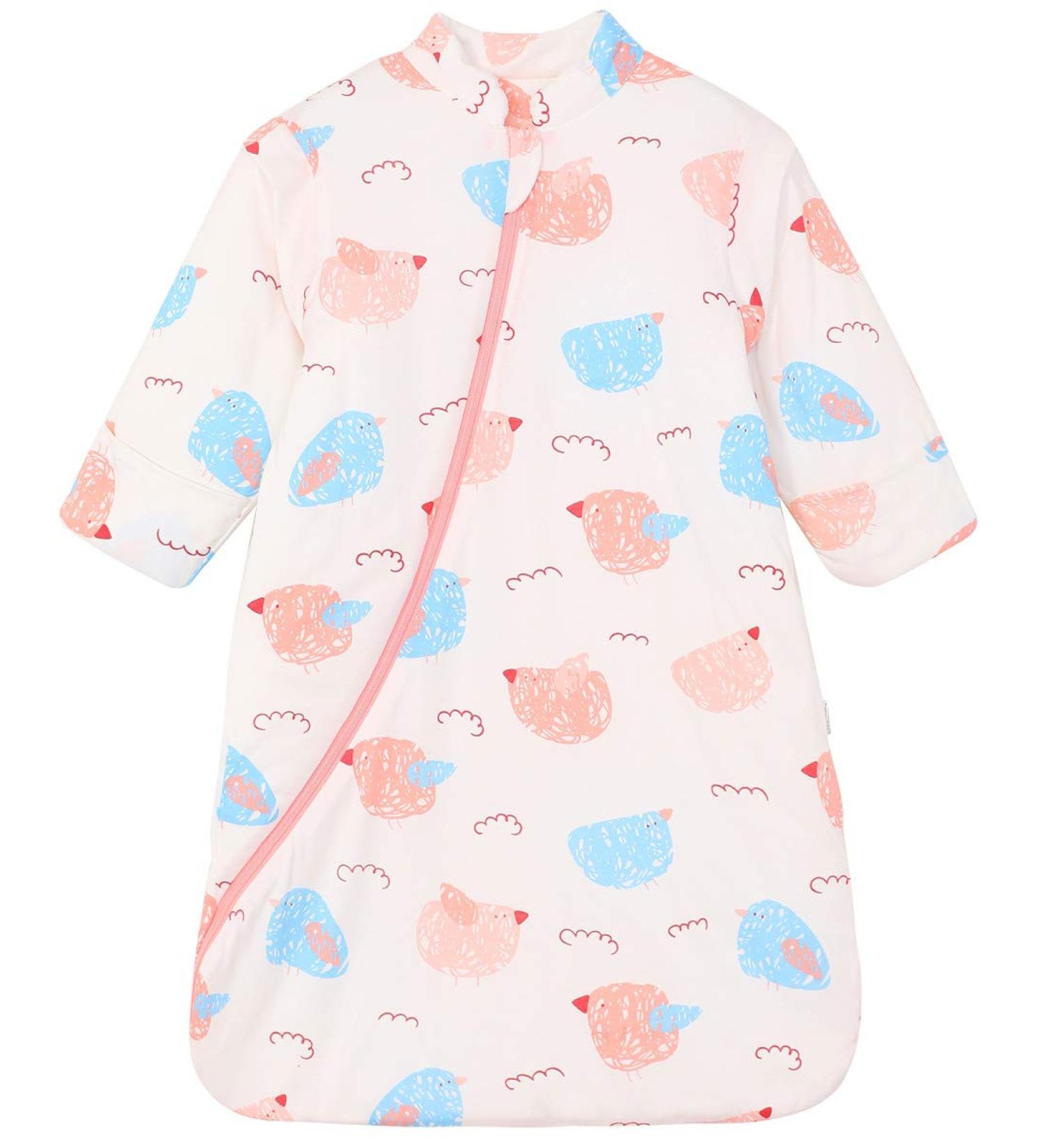 Chilsuessy Organic Cotton Baby Winter Sleeping Bag 3.5 Tog with Long Sleeves, Pink Chick Design - M/6-18 Months - Buy Online on GoSupps.com