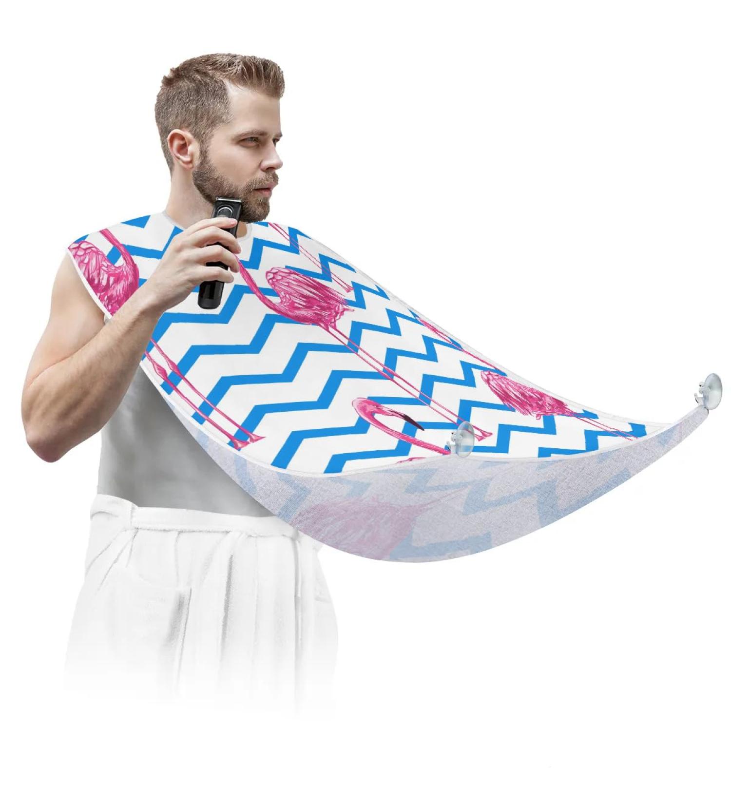 Beard Bib Apron for Men | Waterproof Hair Catcher & Grooming Cloth - Flamingo Print - Buy Online on GoSupps.com