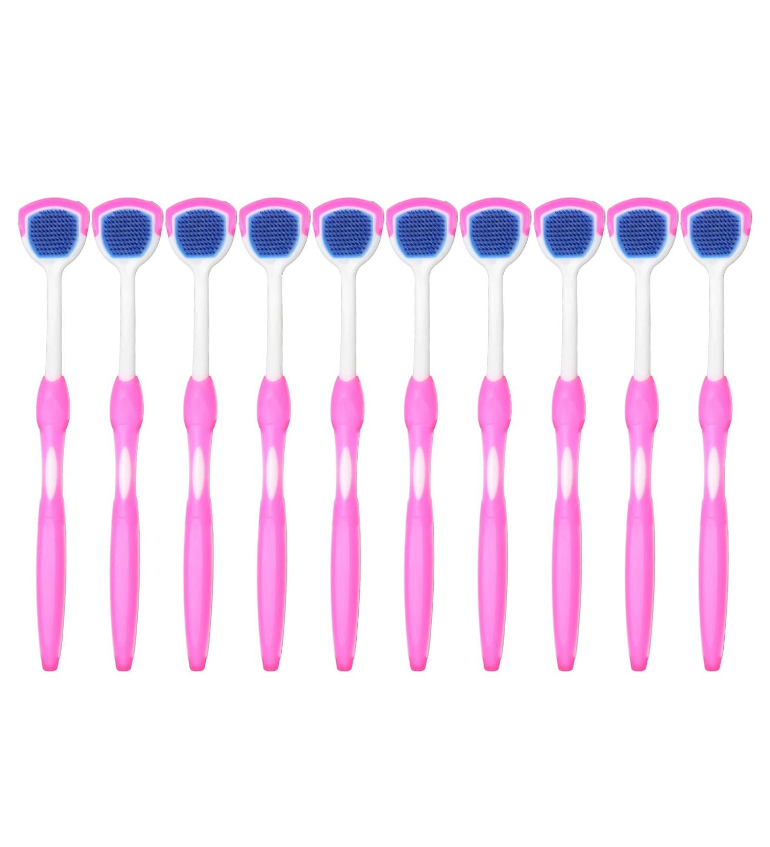 10Pcs Long Handle Silicone Tongue Scraper - Pink Tongue Cleaner for Bad Breath - Buy Online on GoSupps.com